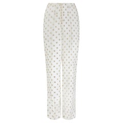 1960s Cream and Gold Lame Textured Trousers