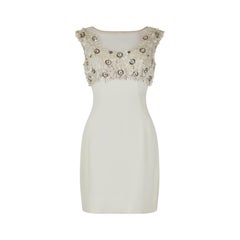 1960s Cream Beaded Sequinned Shift Dress