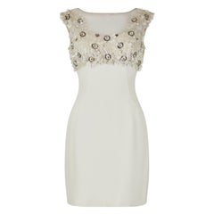 1960s Cream Beaded Sequinned Shift Dress