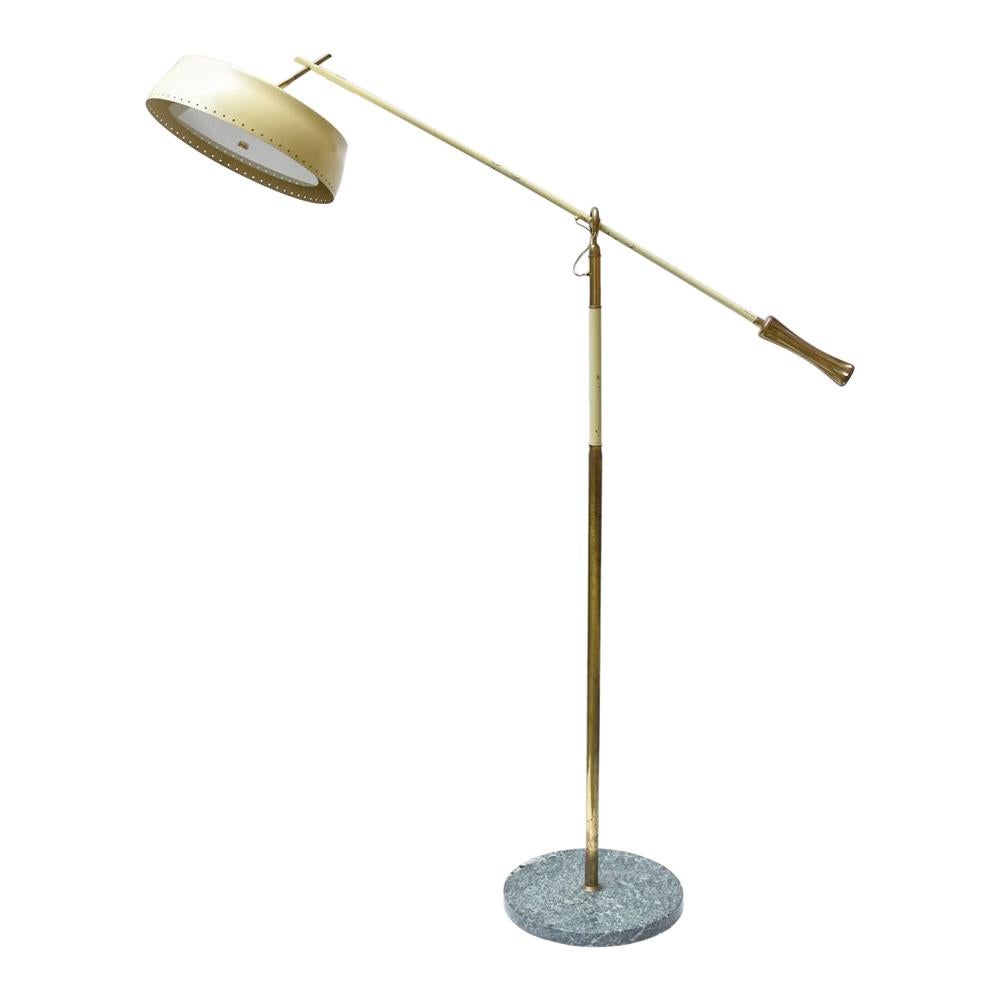 1960s Cream Color Pivot Floor Lamp by Angelo Lelli, Italian Design For Sale