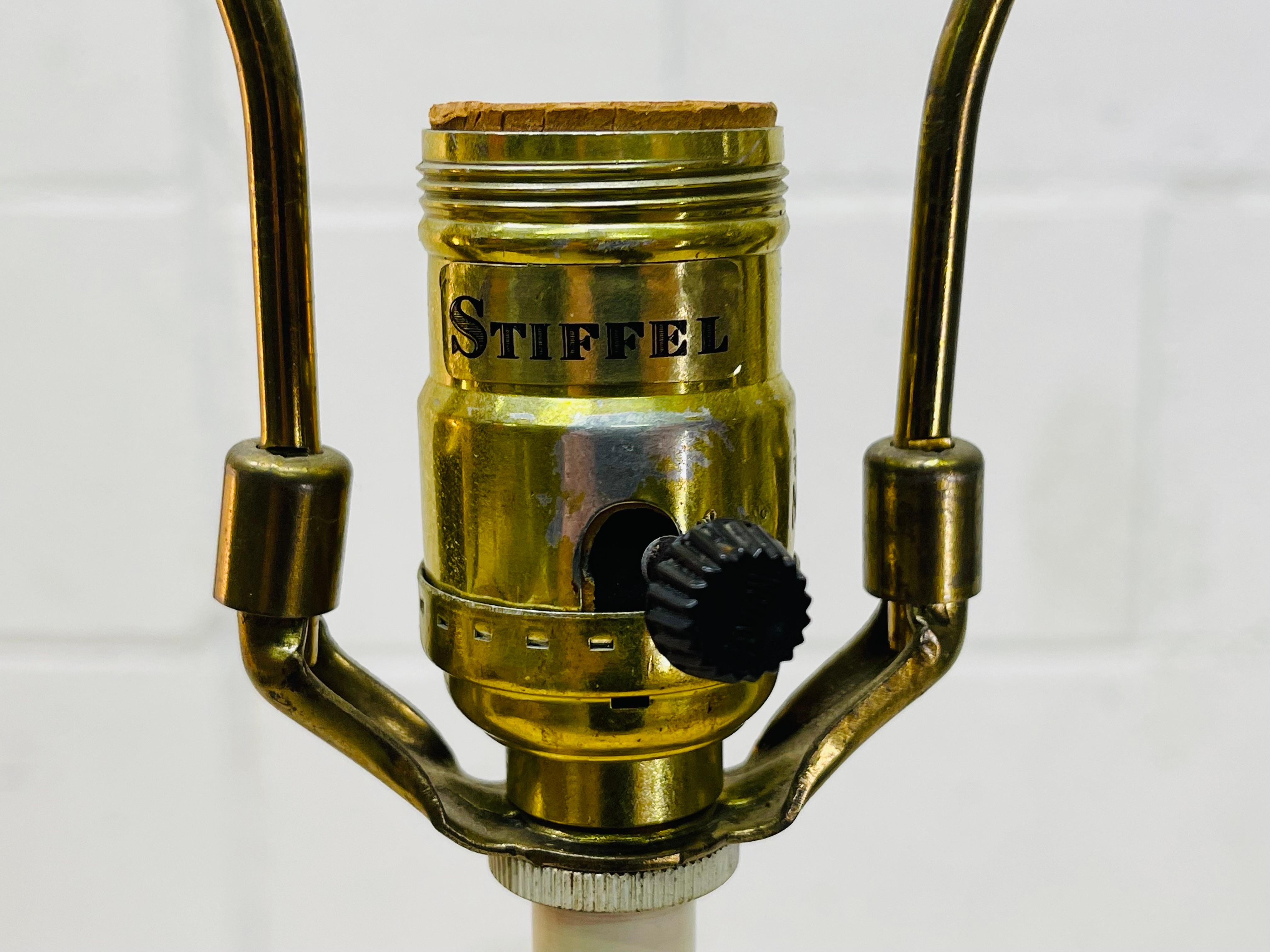 Mid-Century Modern 1960s Cream & Gold Stiffel Lamps, Pair For Sale