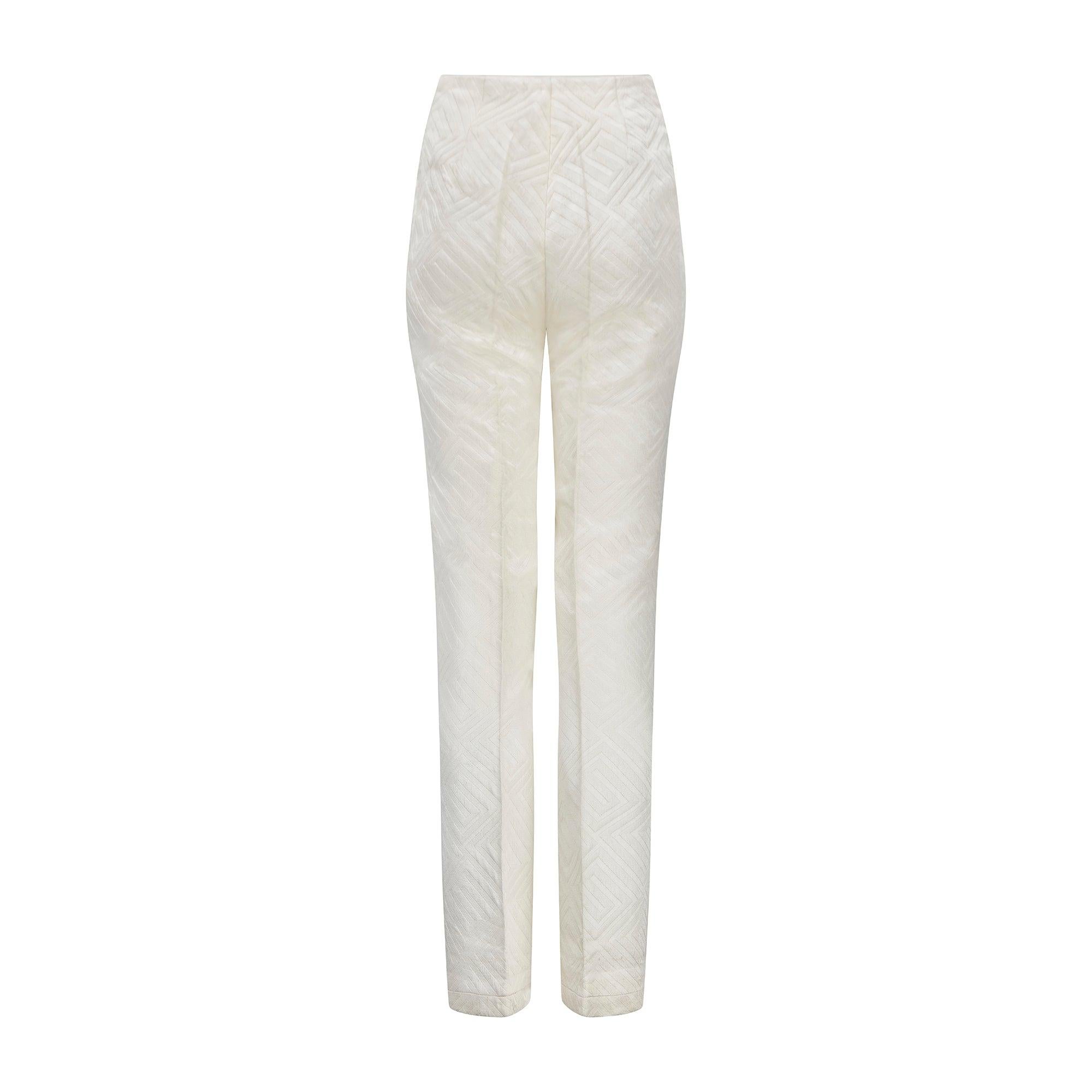 Gray 1960s Cream Jacquard Trousers For Sale