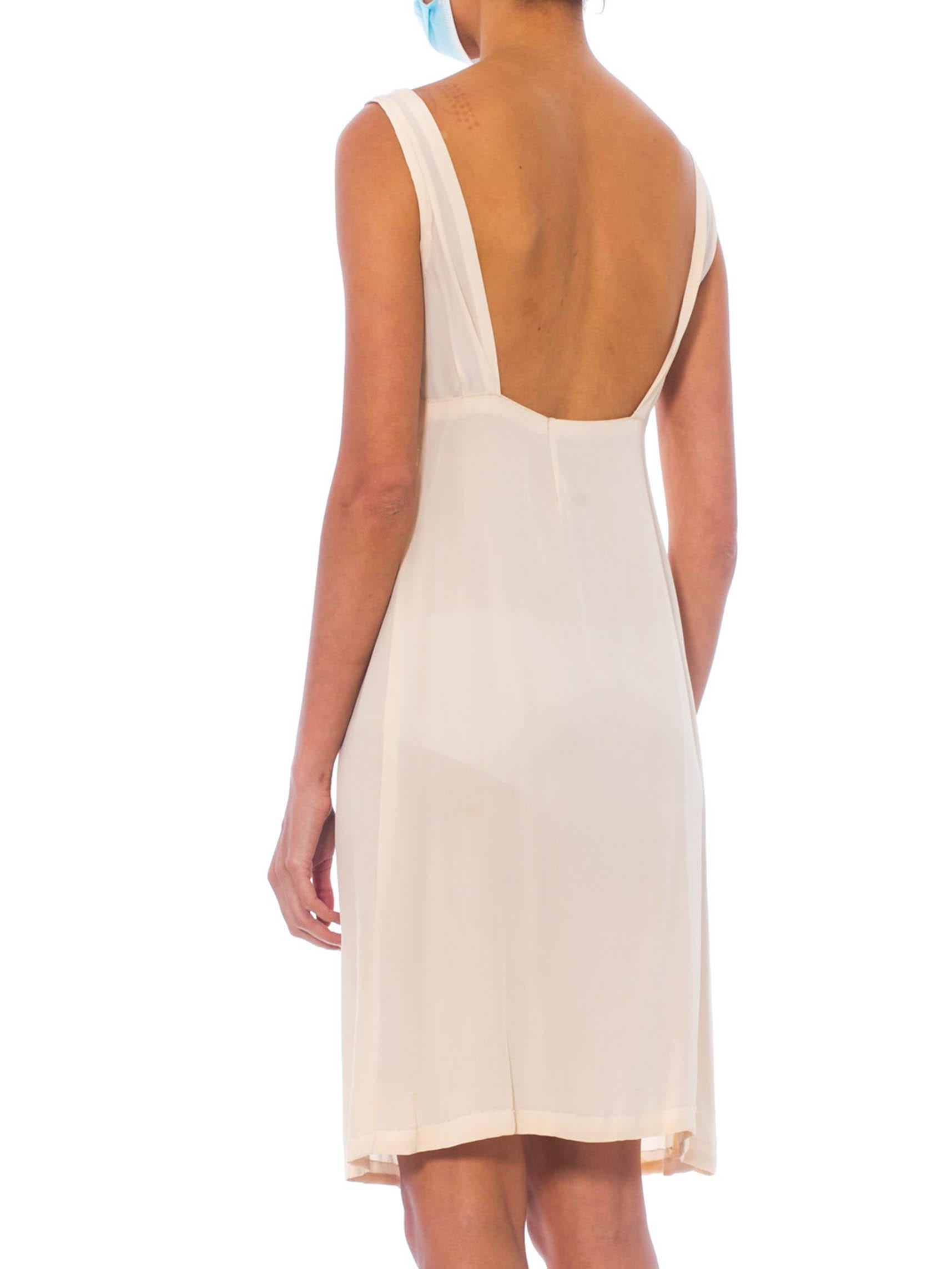 Beige 1960S Cream Silk Hand Finished Slip Dress With Low Back, Perfect For A Lace Or  For Sale