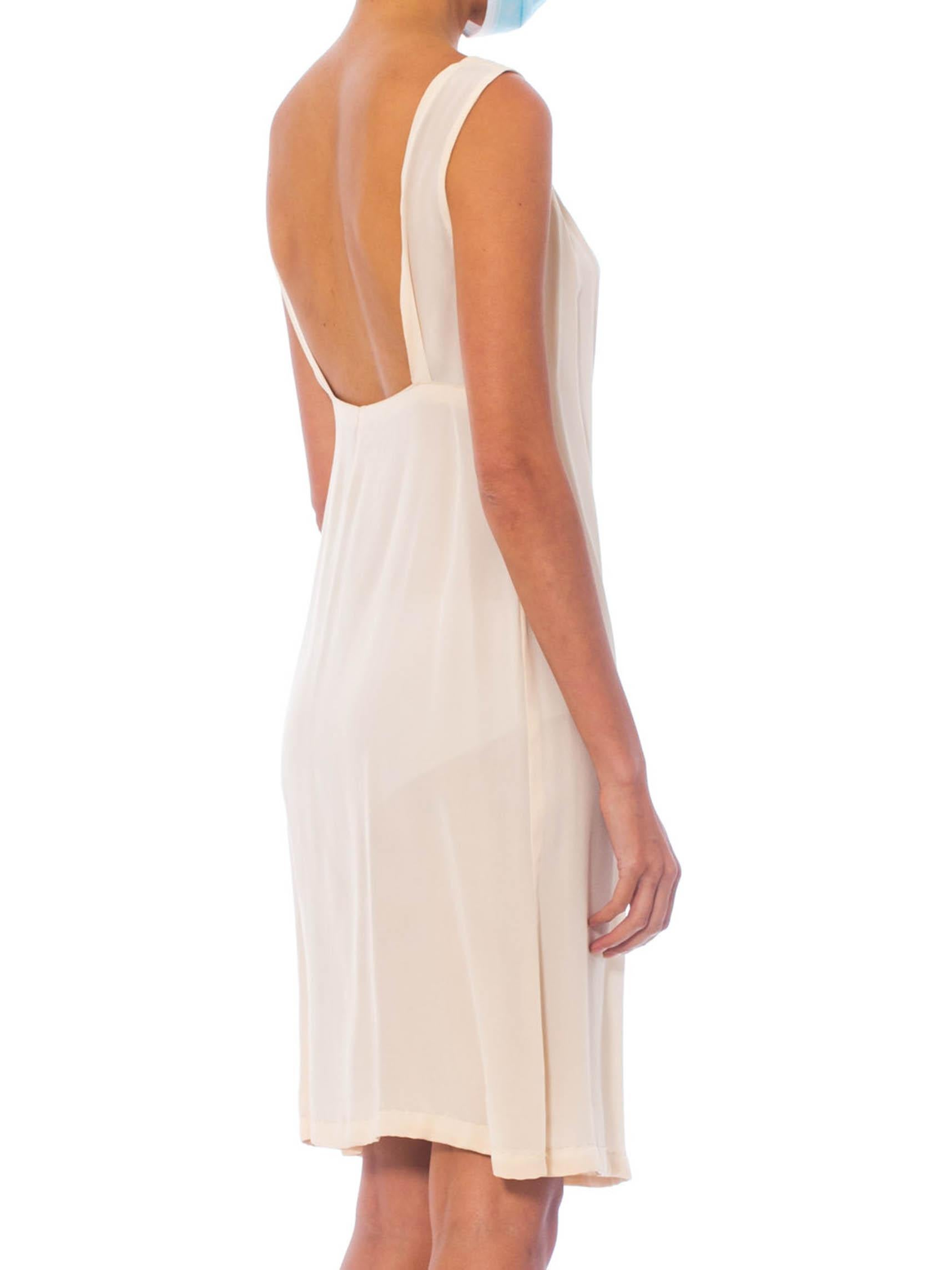 1960S Cream Silk Hand Finished Slip Dress With Low Back, Perfect For A Lace Or In Good Condition For Sale In New York, NY