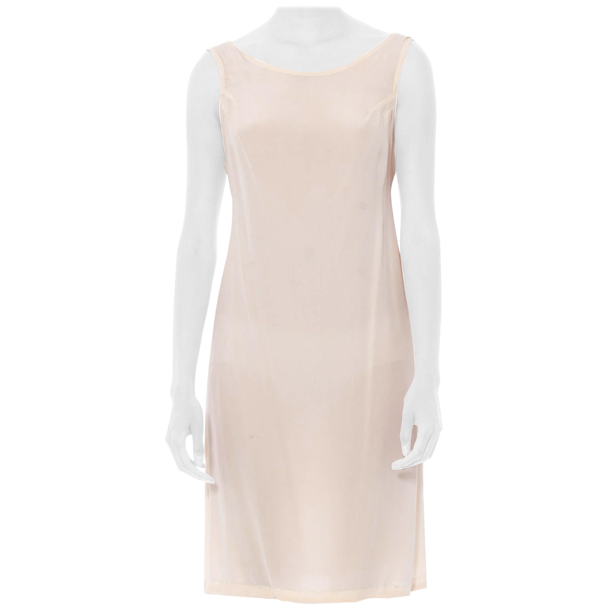 1960S Creme Seide Hand beendet Slip Kleid mit niedrigen zurück, perfekt für eine Spitze oder 