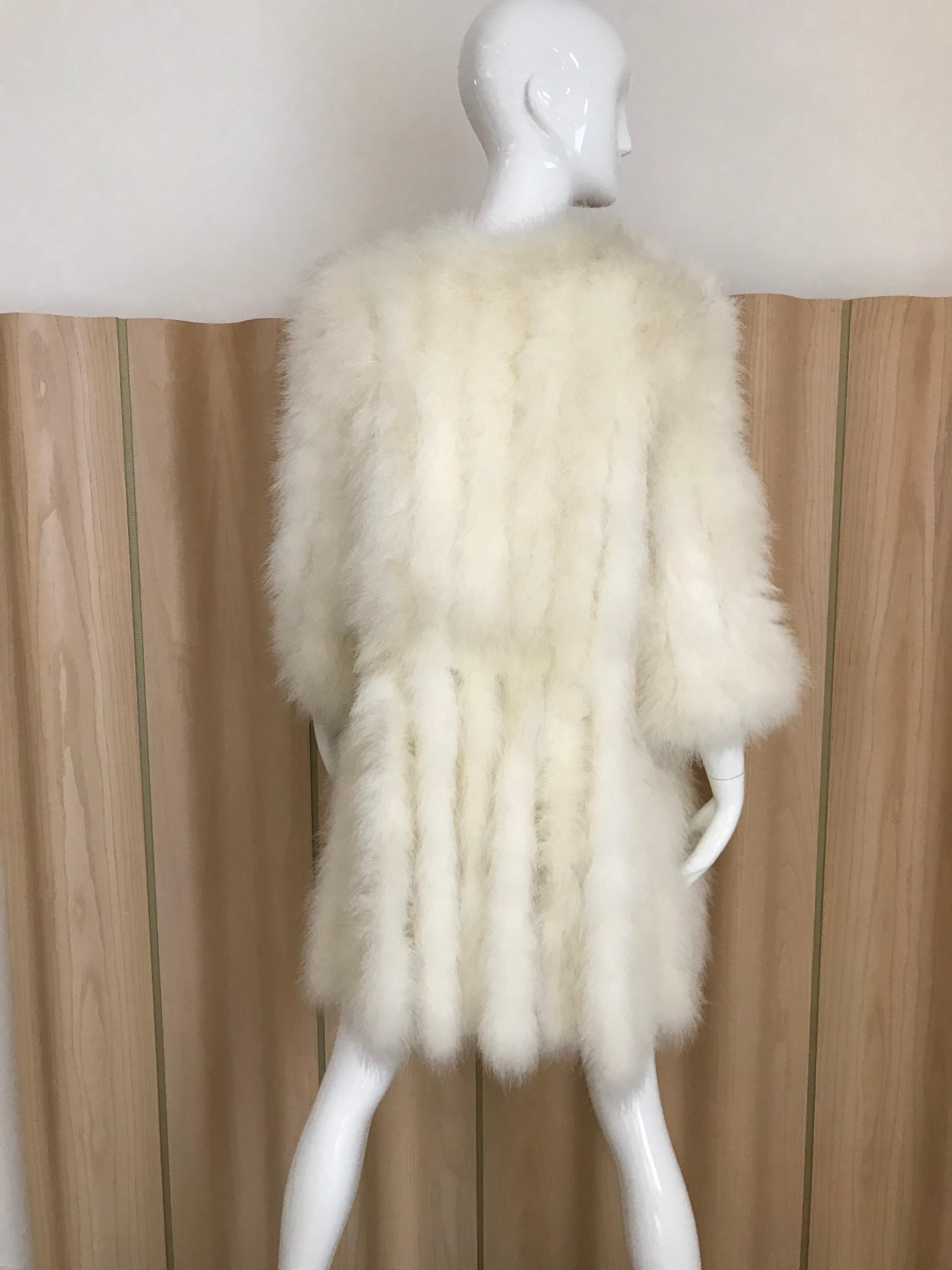 Beige 1960s Creme Ostrich Feathers Light Coat