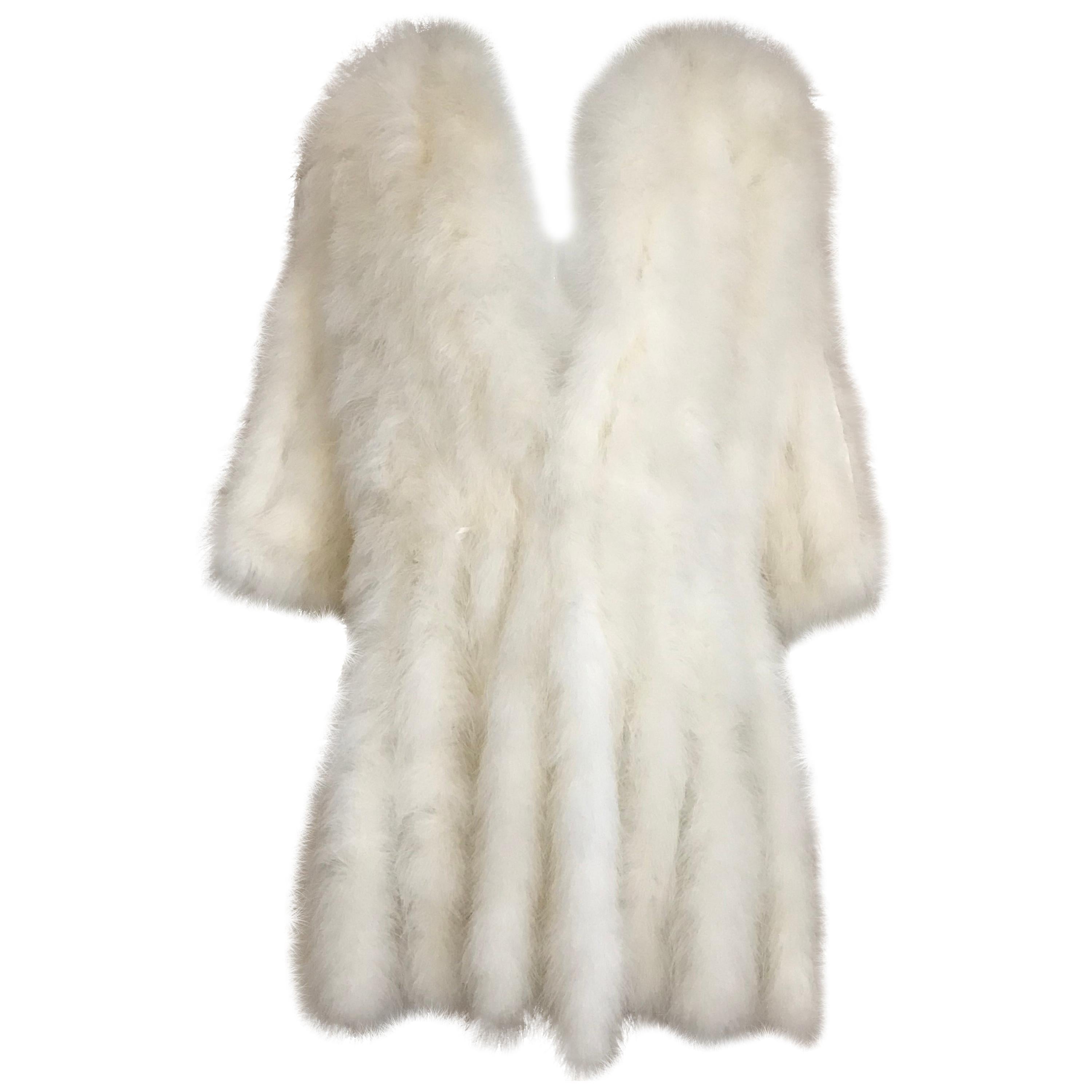 1960s Creme Ostrich Feathers Light Coat