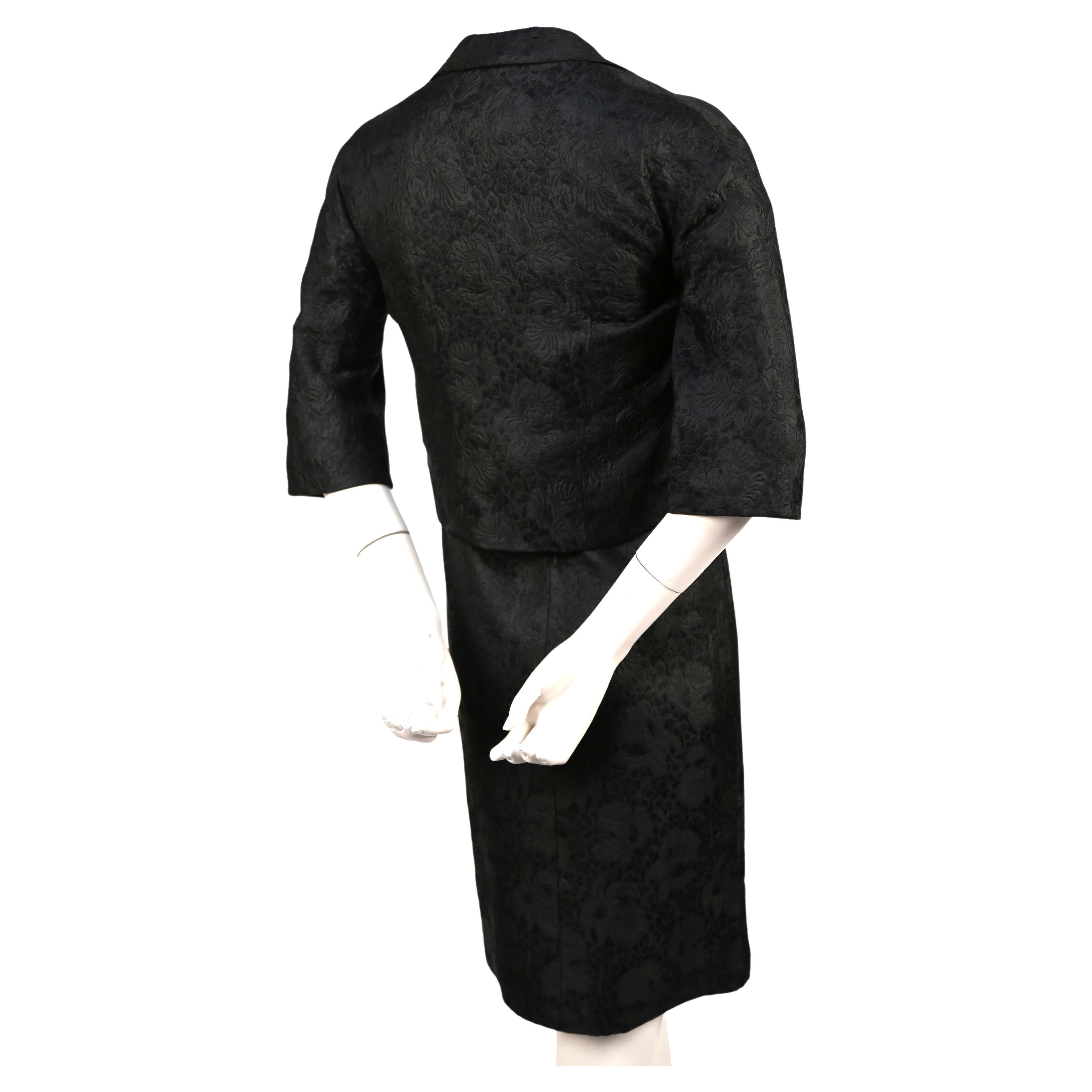 1960's Cristóbal Balenciaga haute couture black brocade dress and jacket For Sale 1