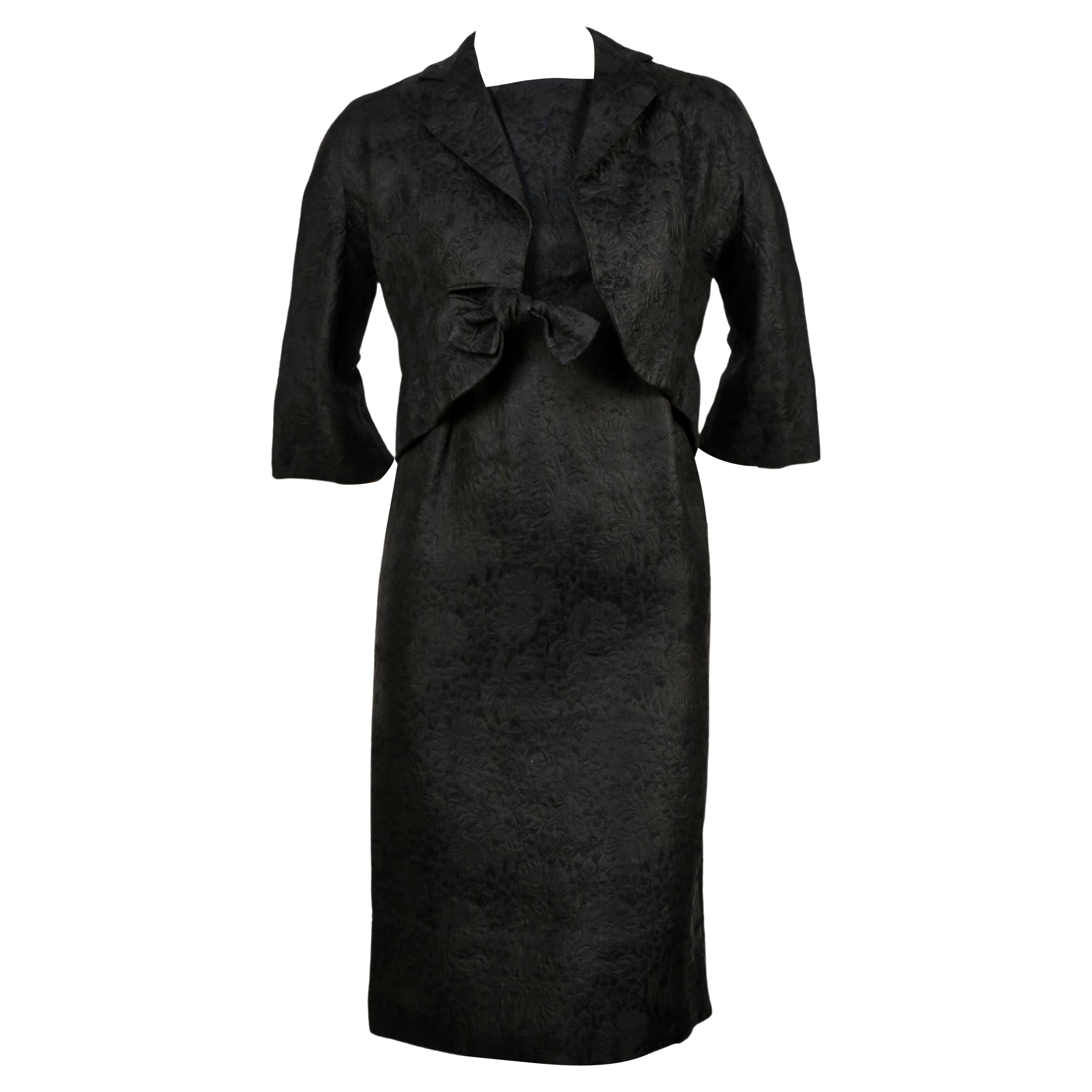 Robe et veste en brocart noir haute couture Cristóbal Balenciaga des années 1960