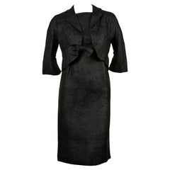 Robe et veste en brocart noir haute couture Cristóbal Balenciaga des années 1960