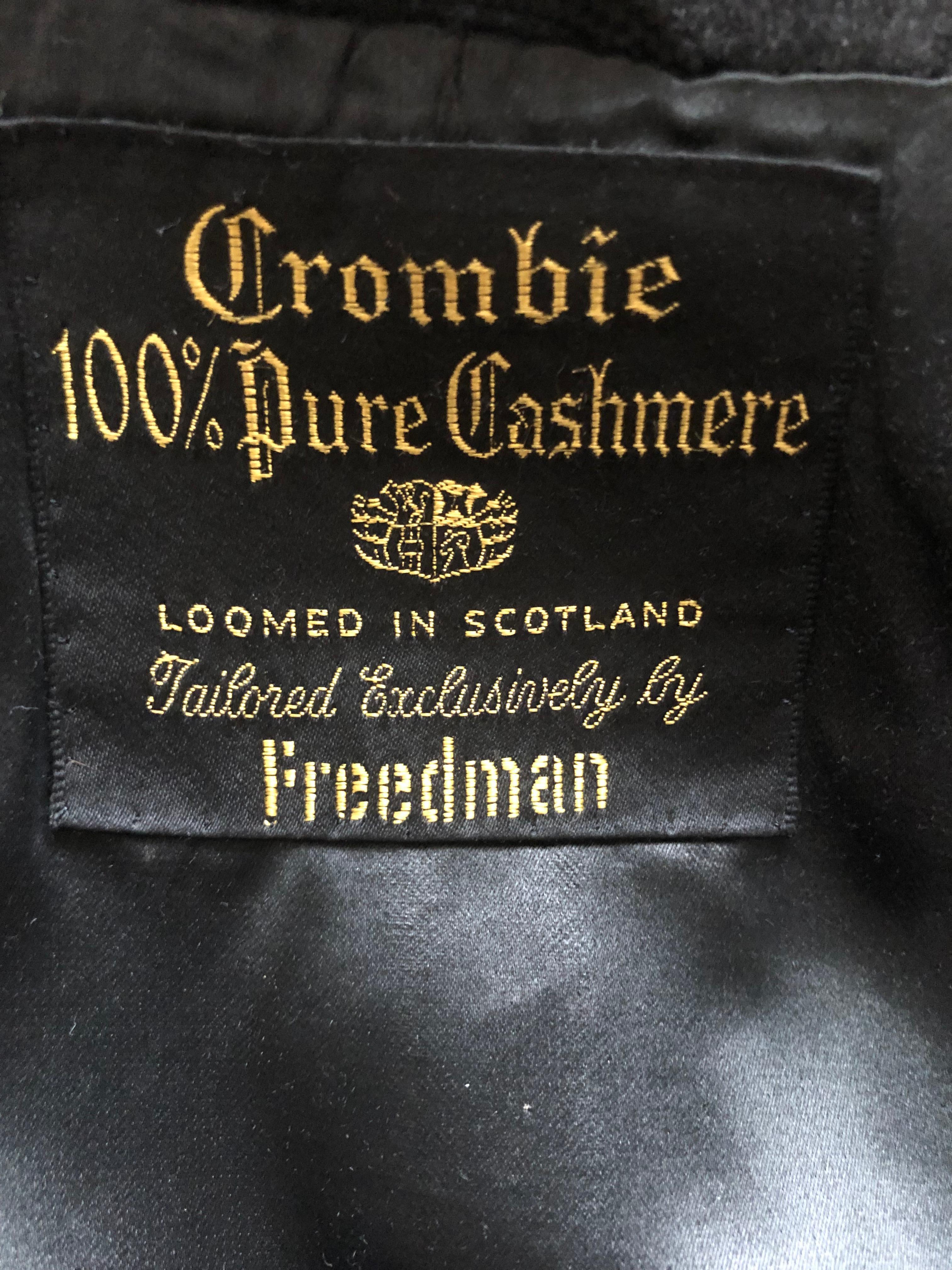 Black 1960s Crombie Men's Grey Cashmere Overcoat with Mink Collar 46