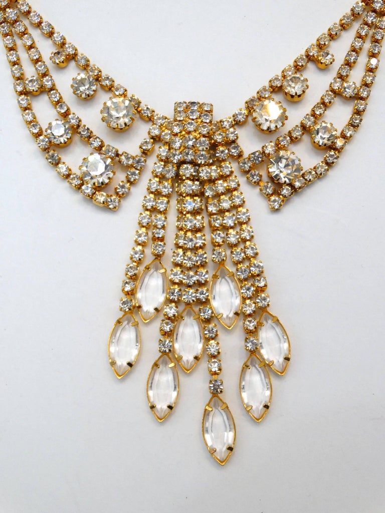 1960s Crystal and Rhinestone Bib Necklace For Sale at 1stDibs