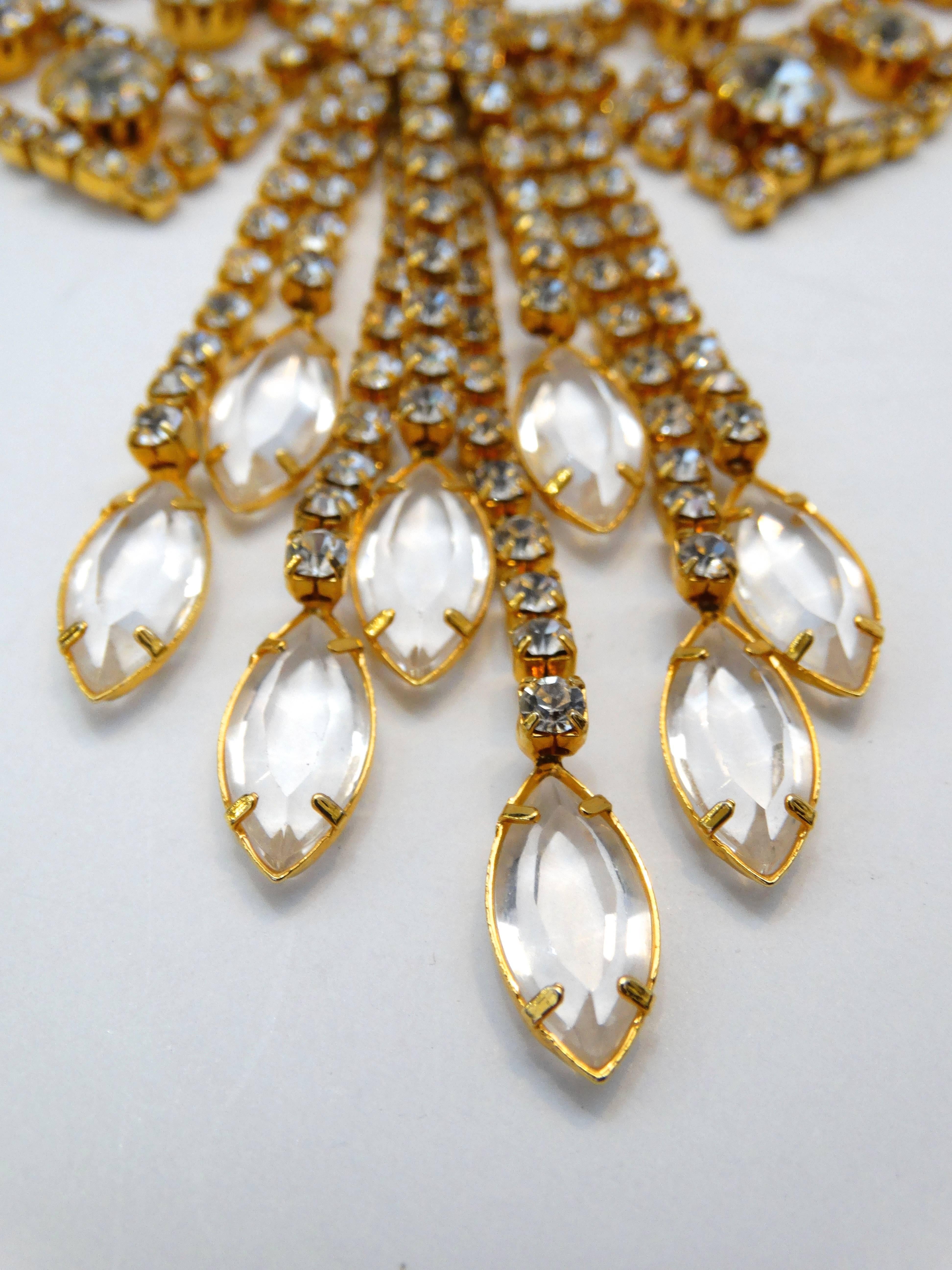 1960s Crystal & Rhinestone Bib Necklace  For Sale 3