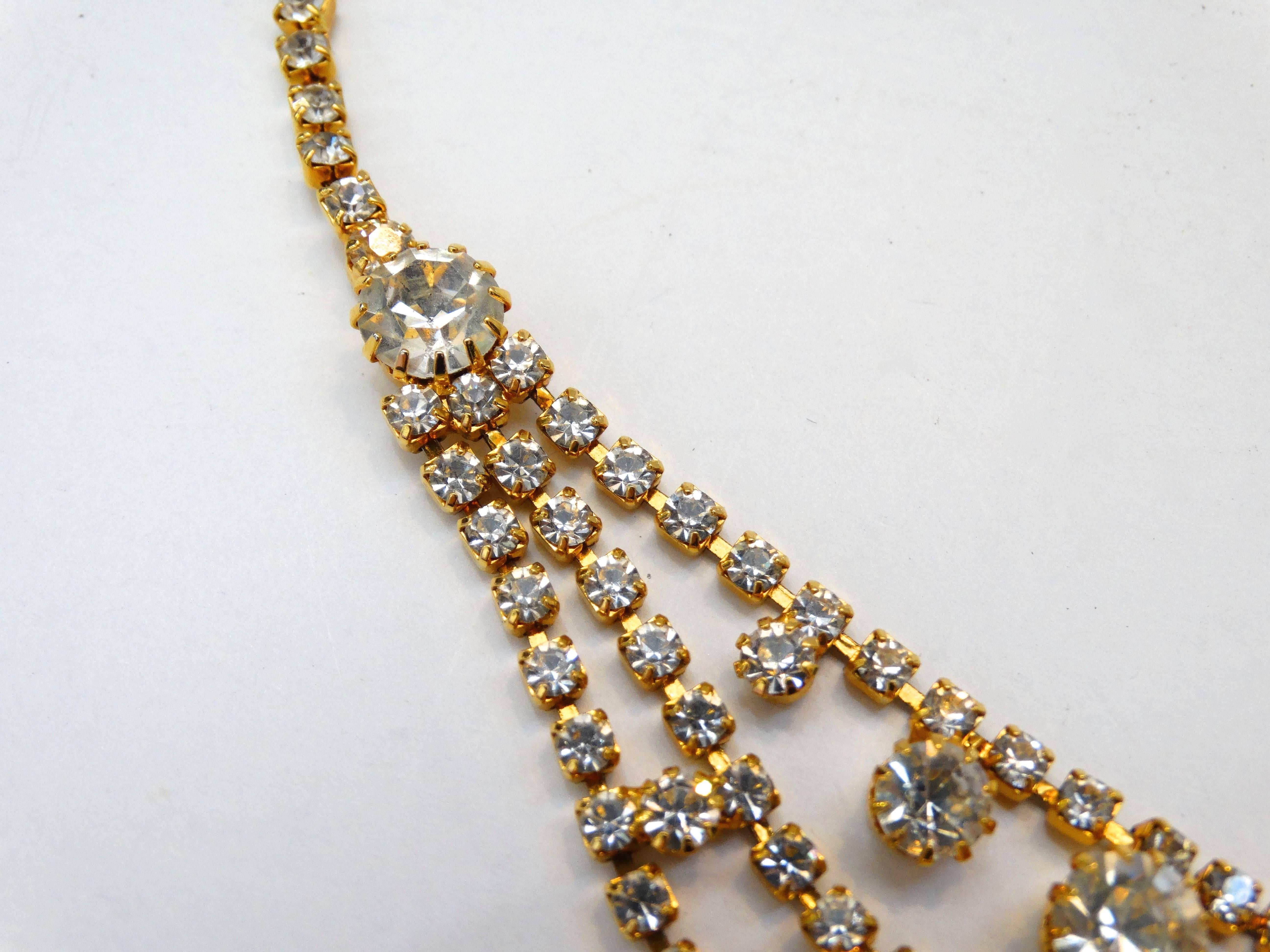 1960s Crystal & Rhinestone Bib Necklace  For Sale 4