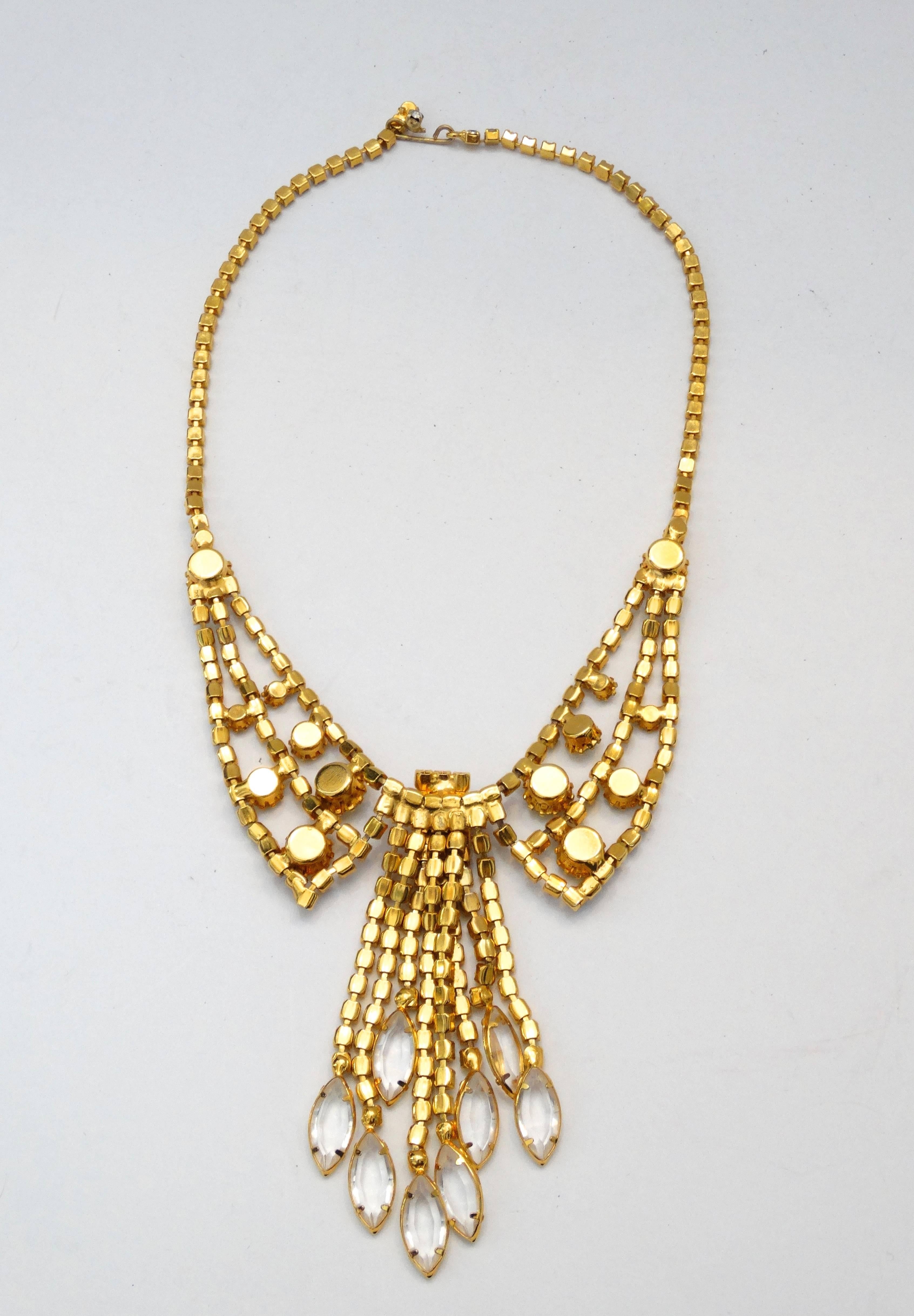 1960s Crystal & Rhinestone Bib Necklace  For Sale 5