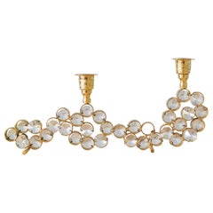 1960s Crystal and Gilt Brass Candleholder by Palwa, Germany