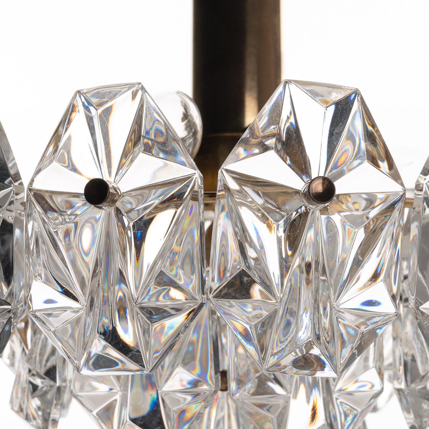 Lámpara de cristal y cromo de 7 luces de los años 60 by Kinkeldey en venta 1