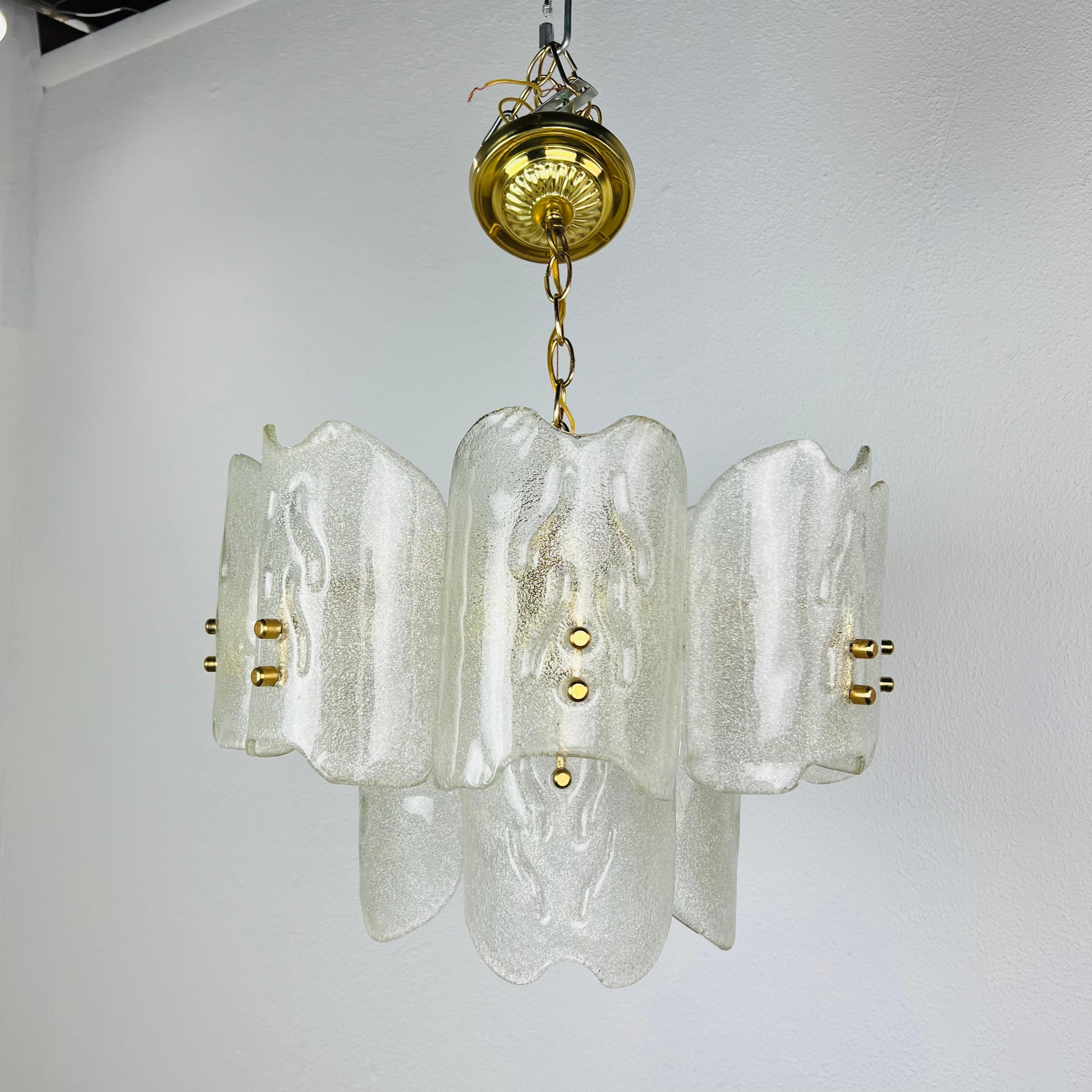 Mid-Century Modern 1960s Crystal Glass Chandelier by Carl Fagerlund for Orrefors