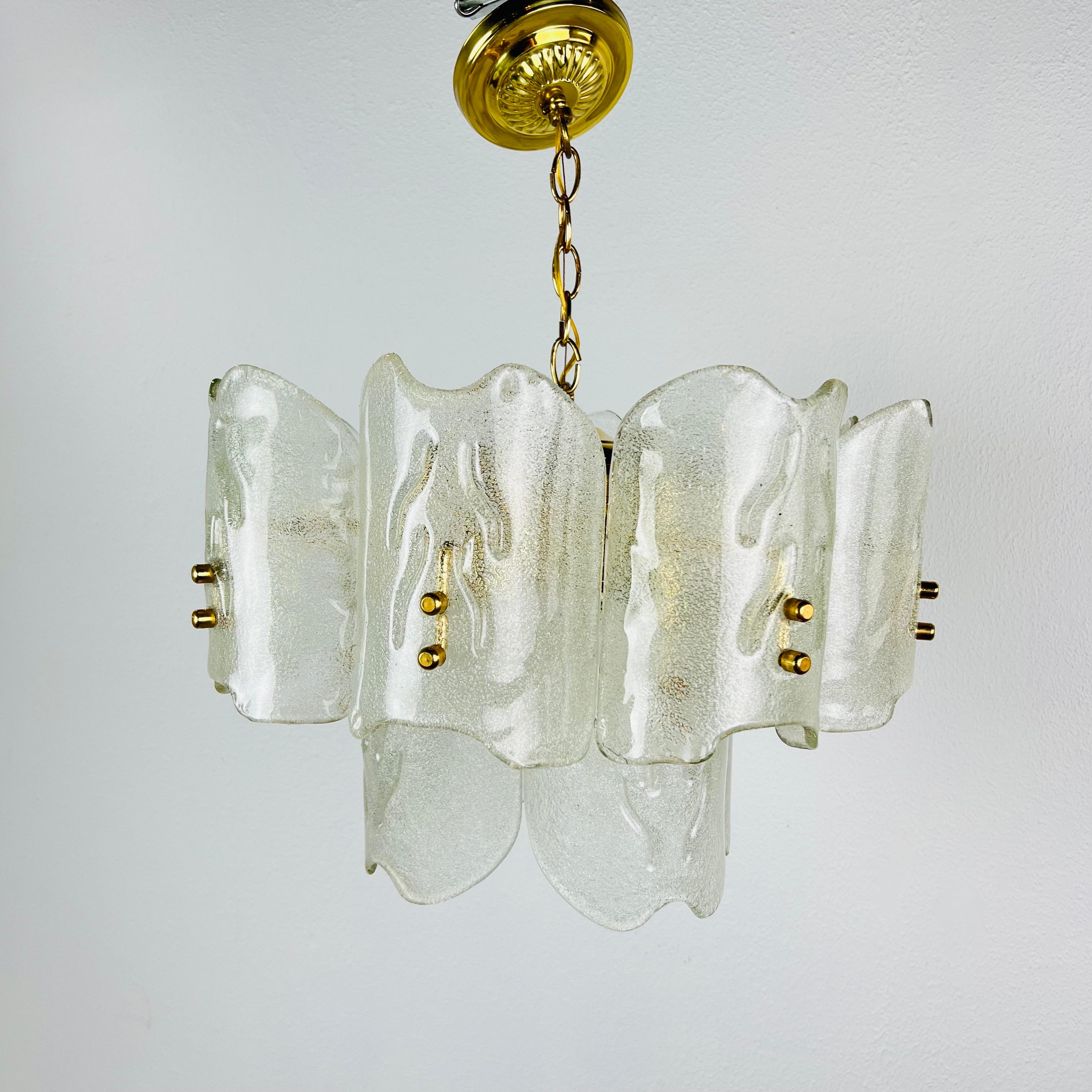 Murano Glass 1960s Crystal Glass Chandelier by Carl Fagerlund for Orrefors