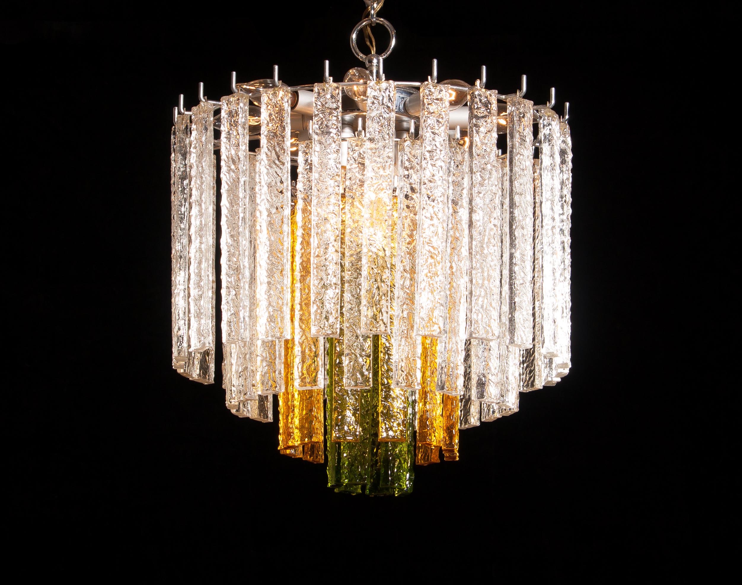 1960s Crystal Murano Venini Tri-Color Chandelier 3