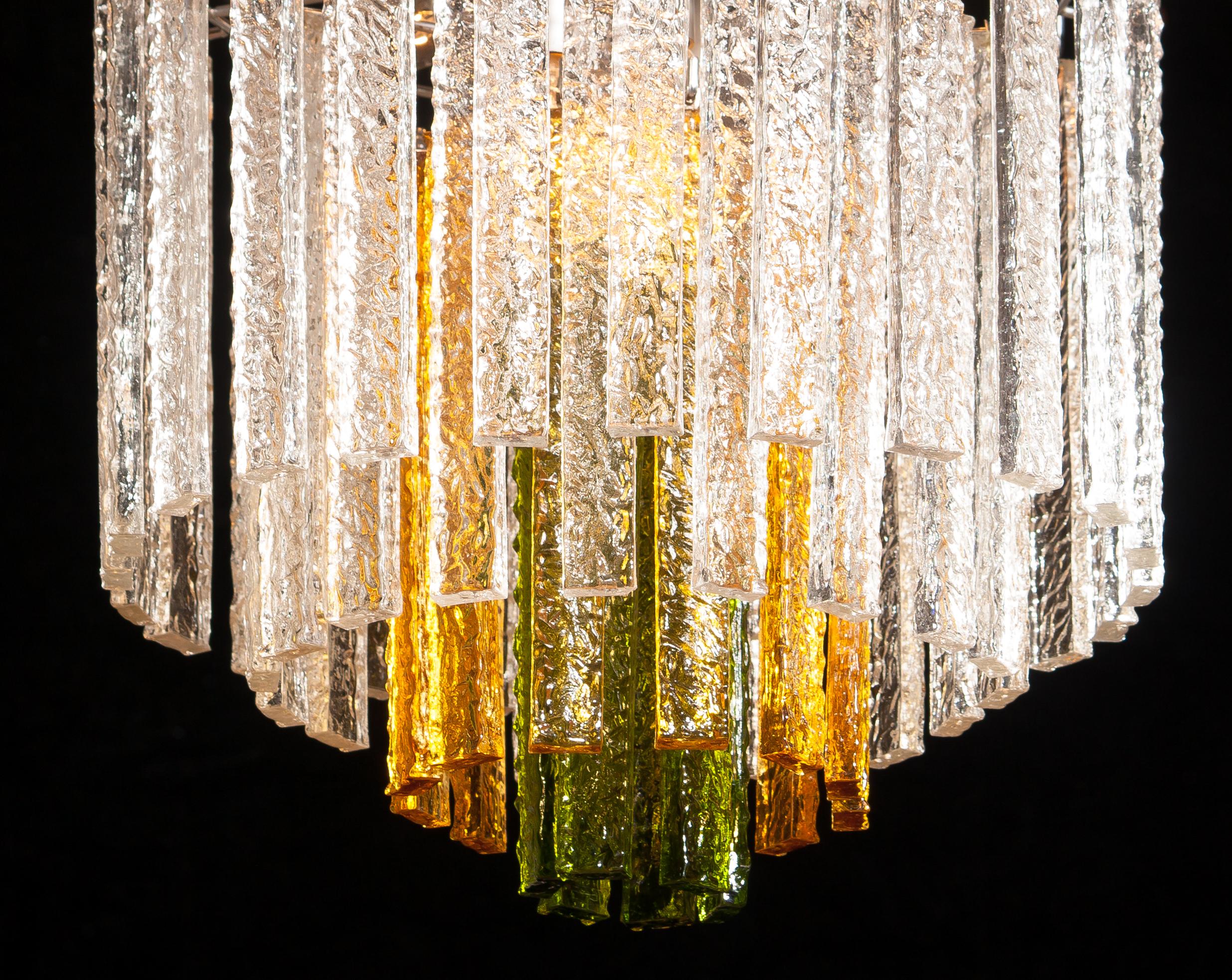 1960s Crystal Murano Venini Tri-Color Chandelier 2