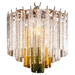 1960s Crystal Murano Venini Tri-Color Chandelier