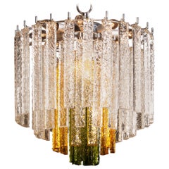 1960s Crystal Murano Venini Tri-Color Chandelier