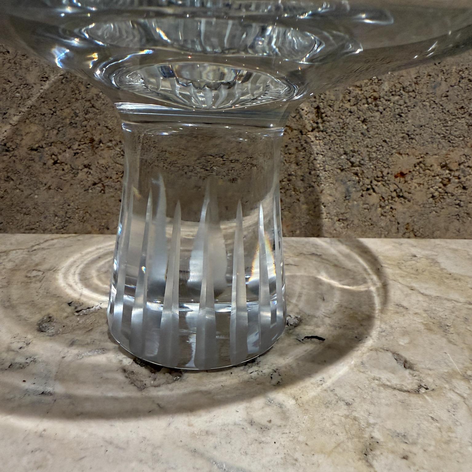 1960s Crystal Pedestal Bowl Ribbed Stem (bol à piédestal en cristal) en vente 1