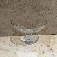 1960s Crystal Pedestal Bowl Ribbed Stem (bol à piédestal en cristal)