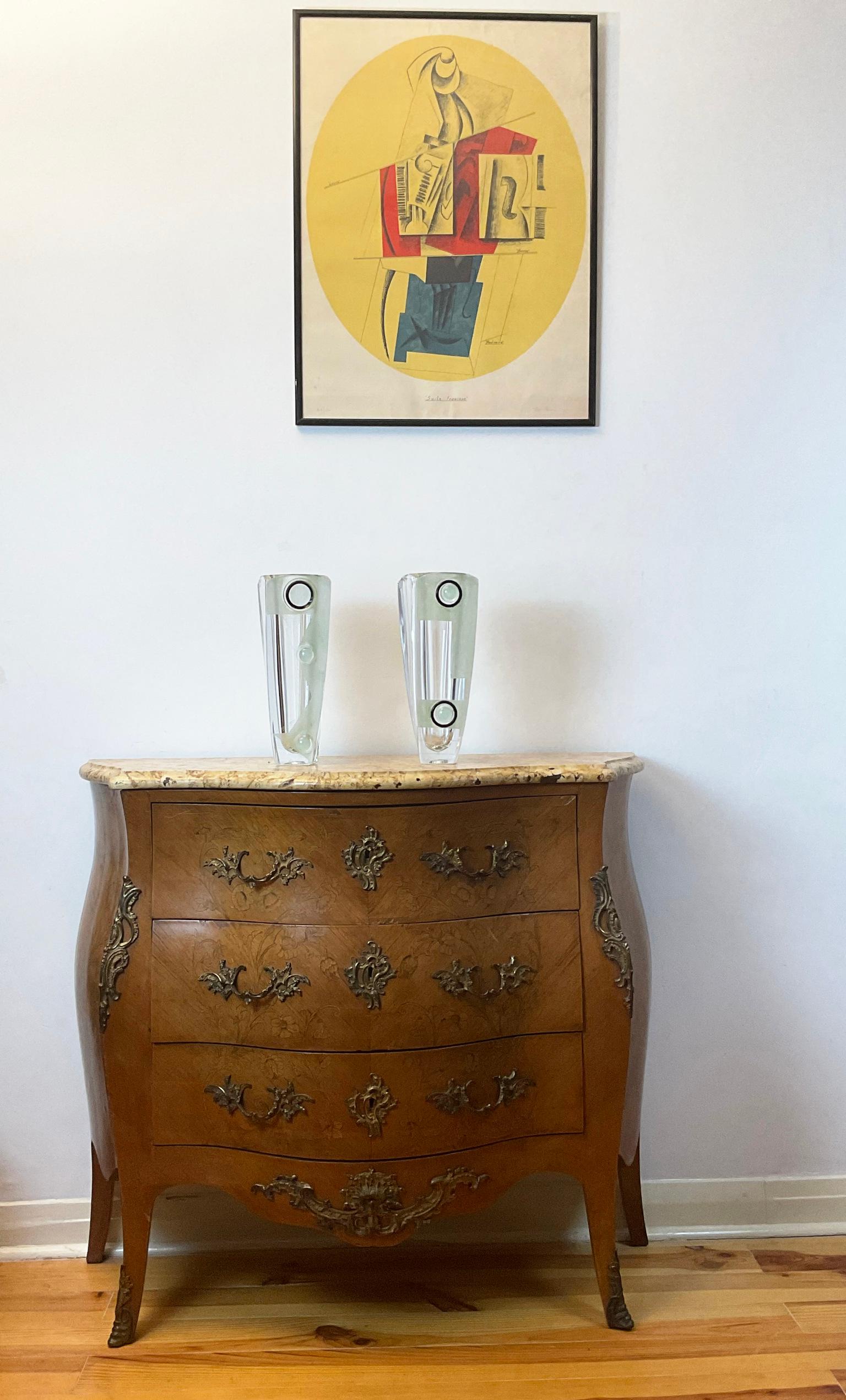 1960er Jahre Art Deco Kristallvase entworfen von Anatole Riecke (Mitte des 20. Jahrhunderts) im Angebot
