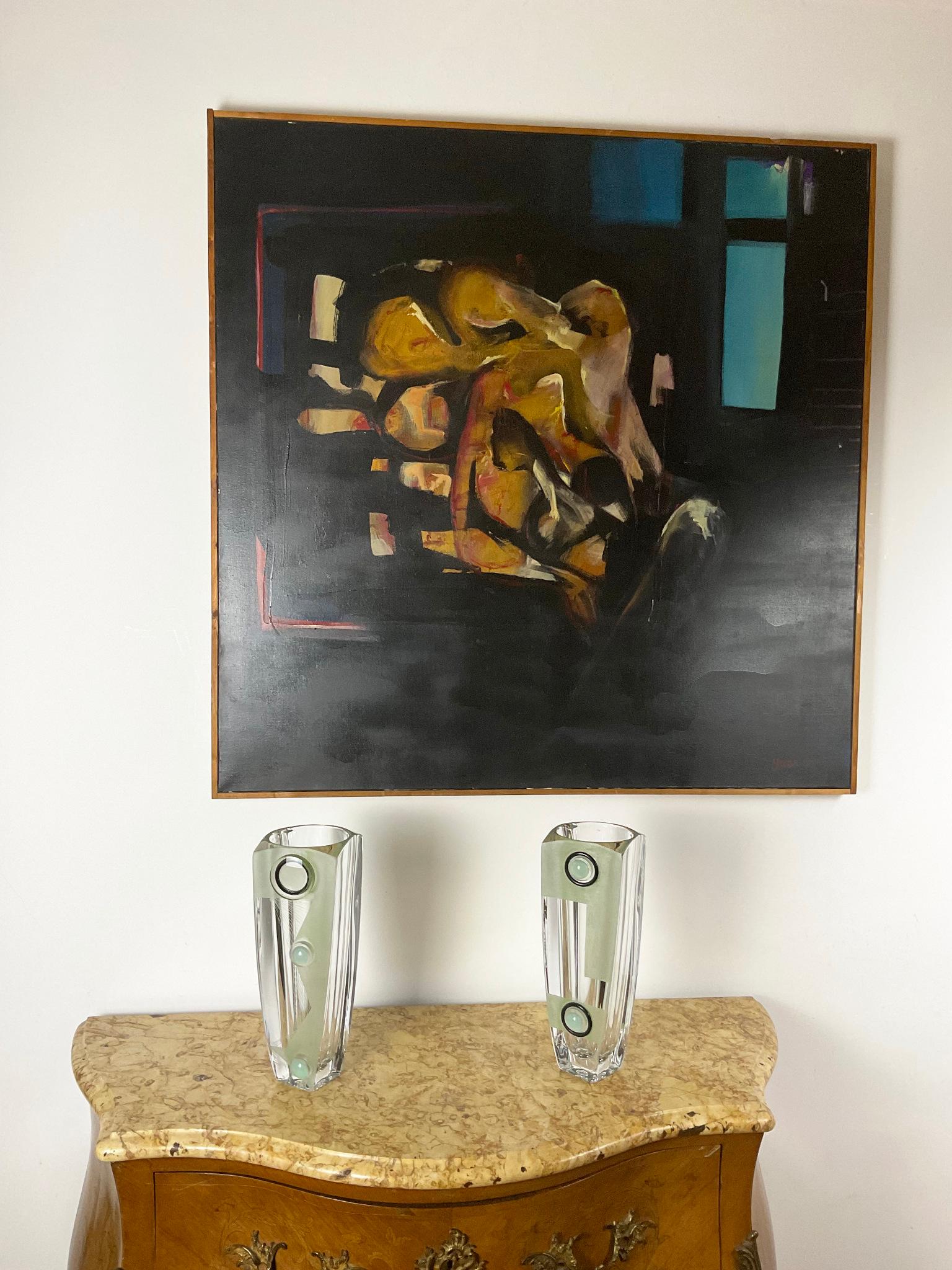 1960er Jahre Art Deco Kristallvase entworfen von Anatole Riecke im Angebot 1