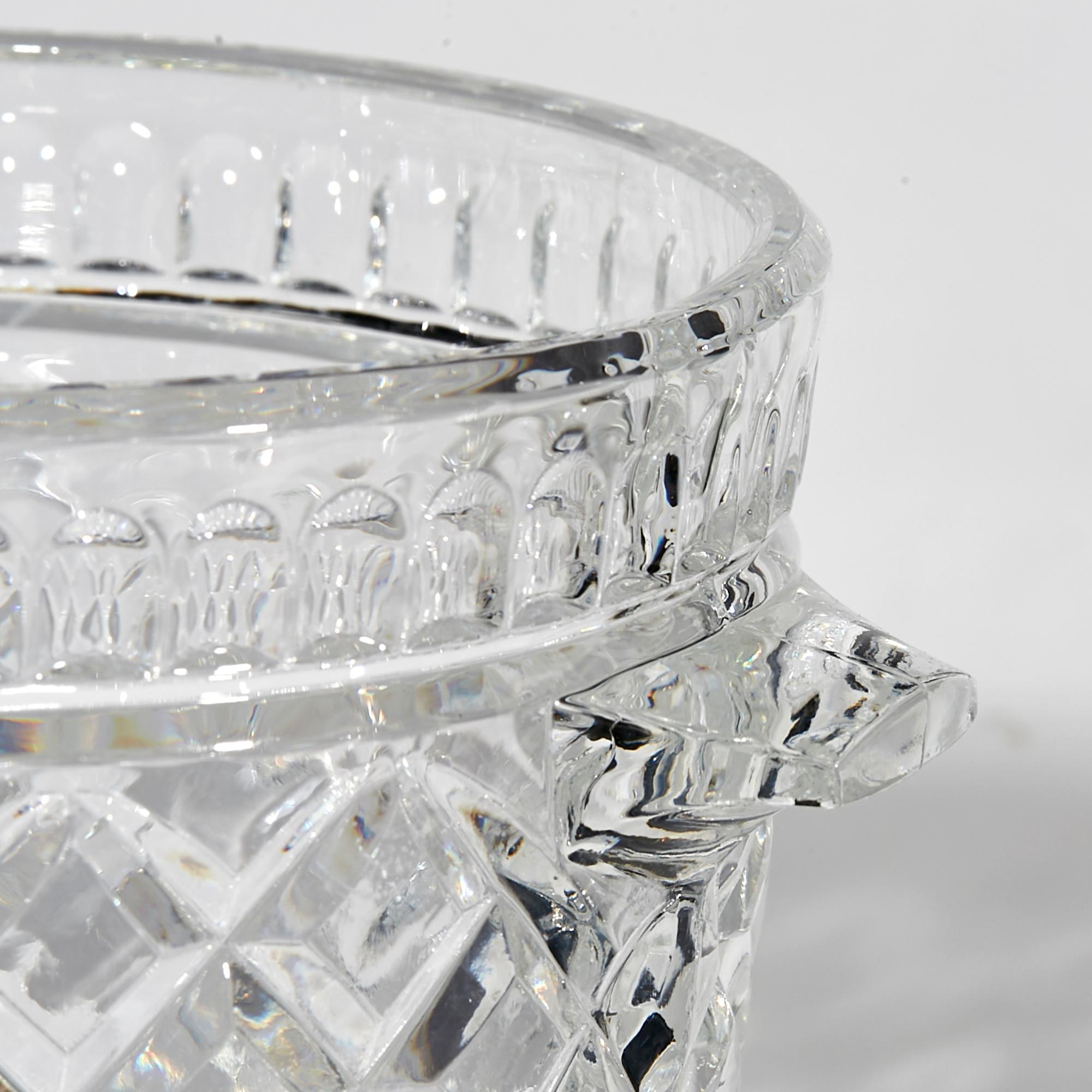 Mid-Century Modern 1960s Crystal Waffle Design Glass Ice Bucket