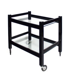 1960s Cubist Bar Cart, Beech, Glasses, Spain, Barcelona