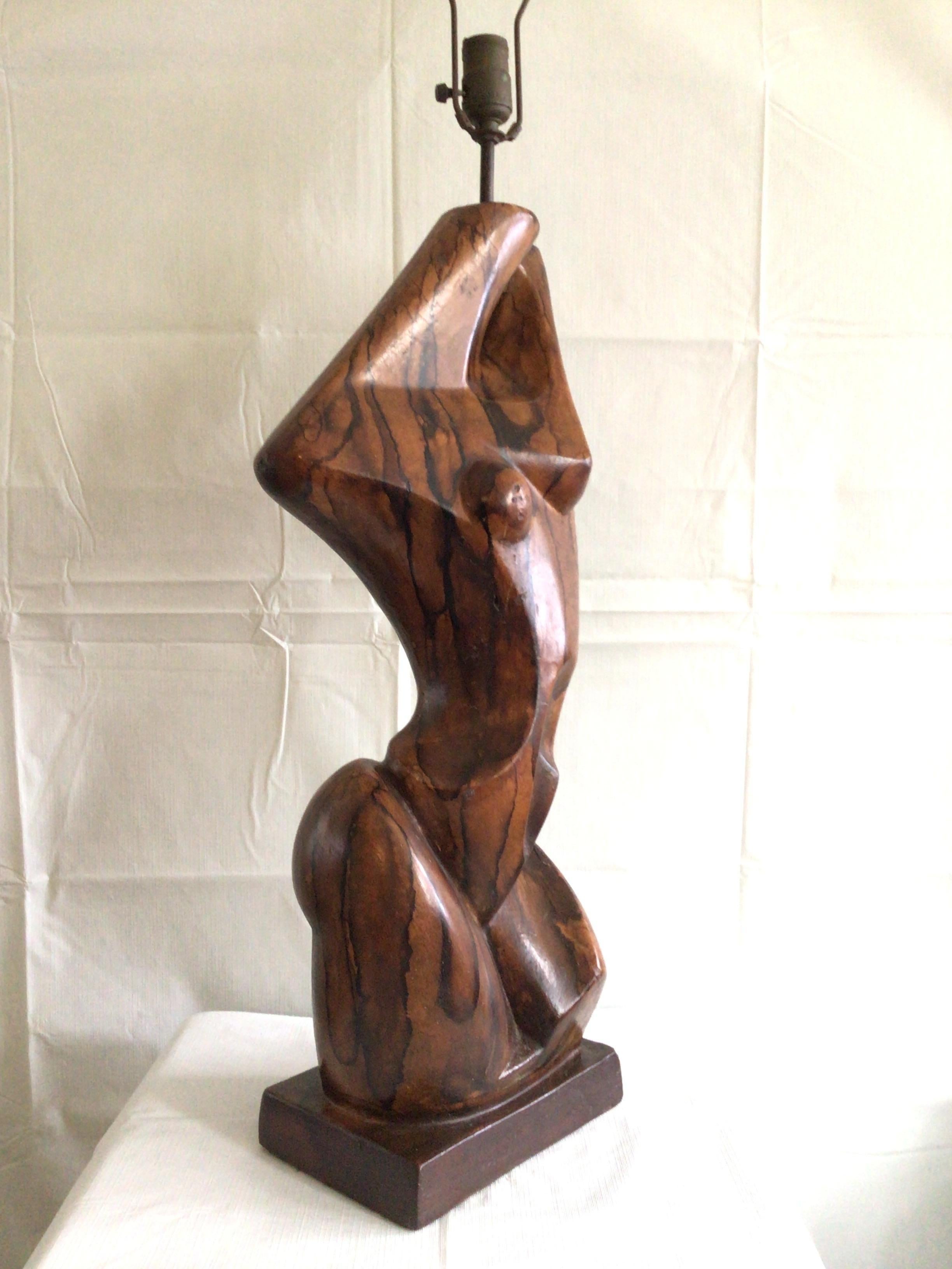 1960s Cubist Figural Female Table Lamp In Good Condition For Sale In Tarrytown, NY