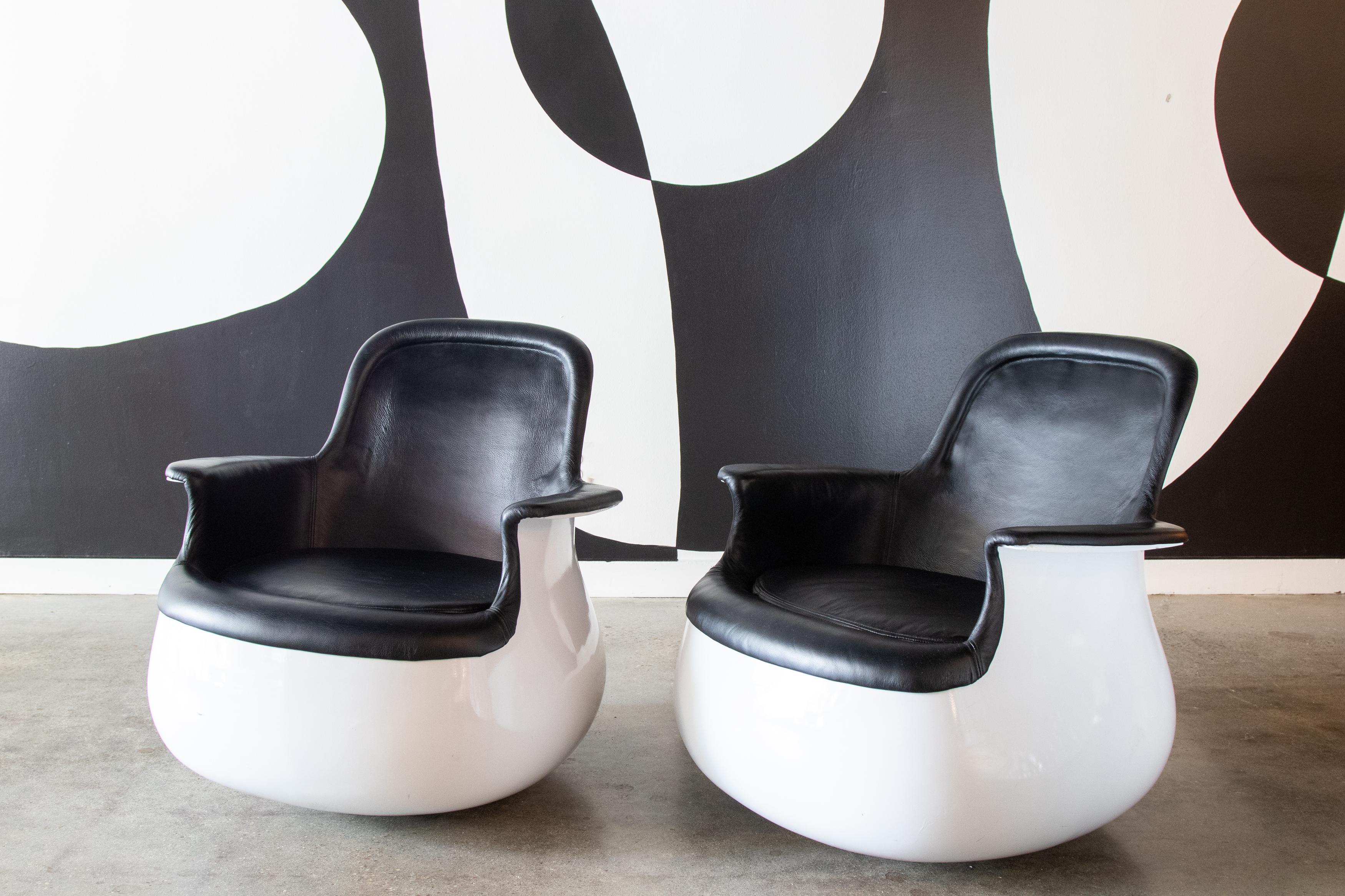 Cuir Chaises Culbuto de Marc Held pour Knoll des années 1960