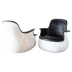 1960s Culbuto Chairs by Marc Held for Knoll leather and fiberglass