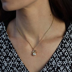 1960s Cultured Pearl 18 Karat Yellow Gold Mouse Pendant