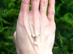 1960s Cultured Pearl and Diamond White Gold Necklace