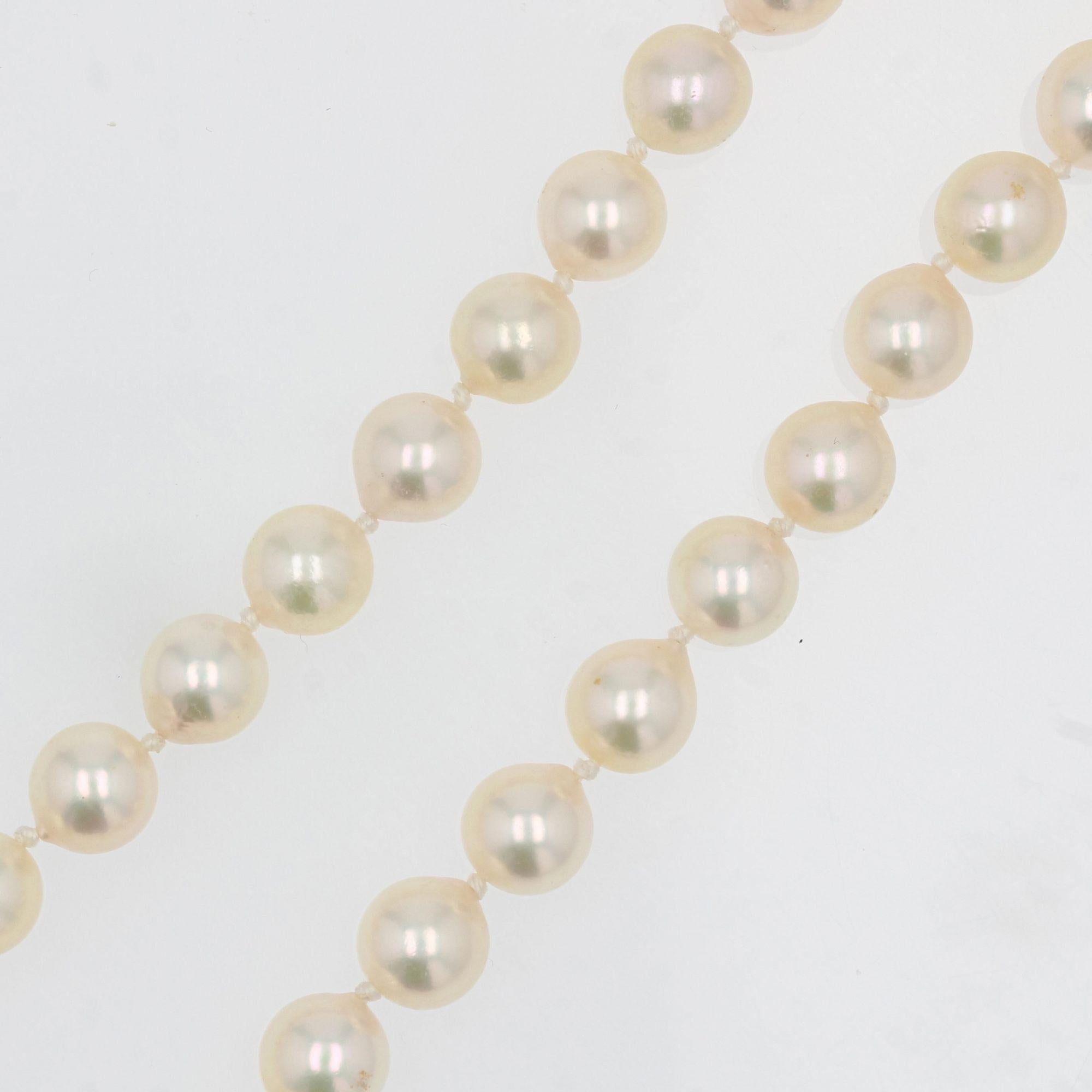 1960s Cultured Pearl Diamonds Ruby Clasp Choker Necklace For Sale 4