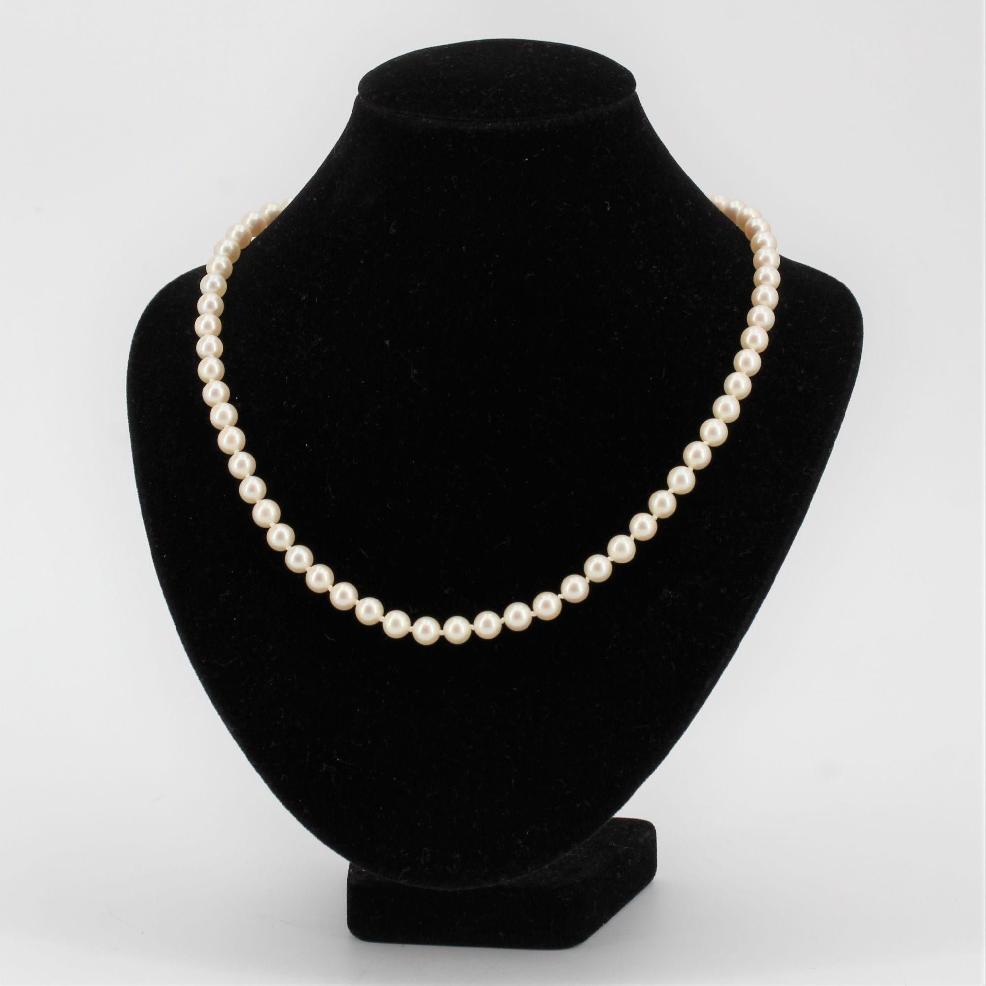 Collar Gargantilla Perla Cultivada Diamantes Rubí Cierre Años 60 Retro en venta