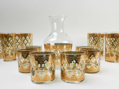 1960s Culver Valencia 22-Karat Gold Bar Glass Set