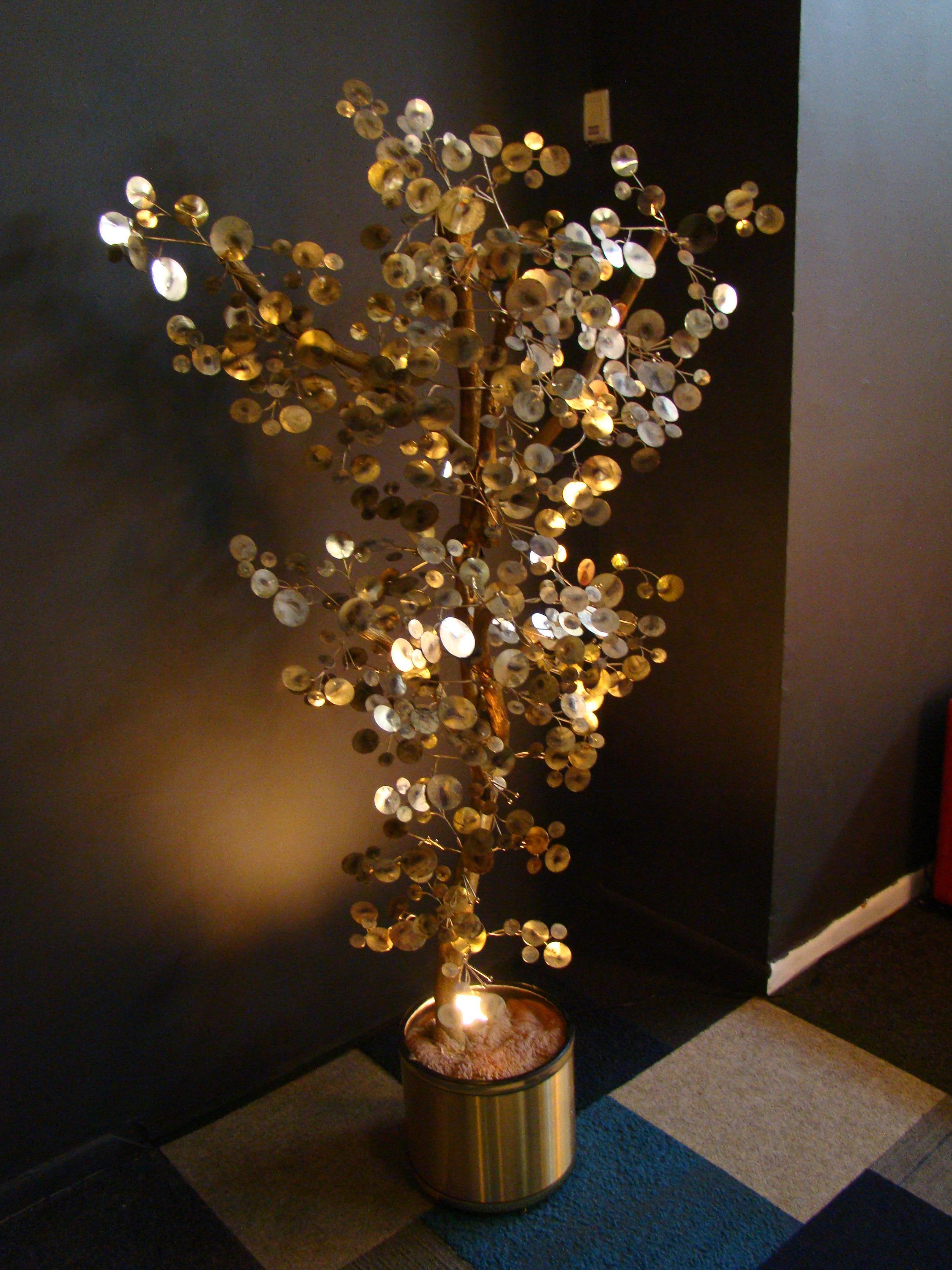 1960s Curtis Jere Gold 'Raindrop Style' Tree Sculpture Made by Artisan House 3