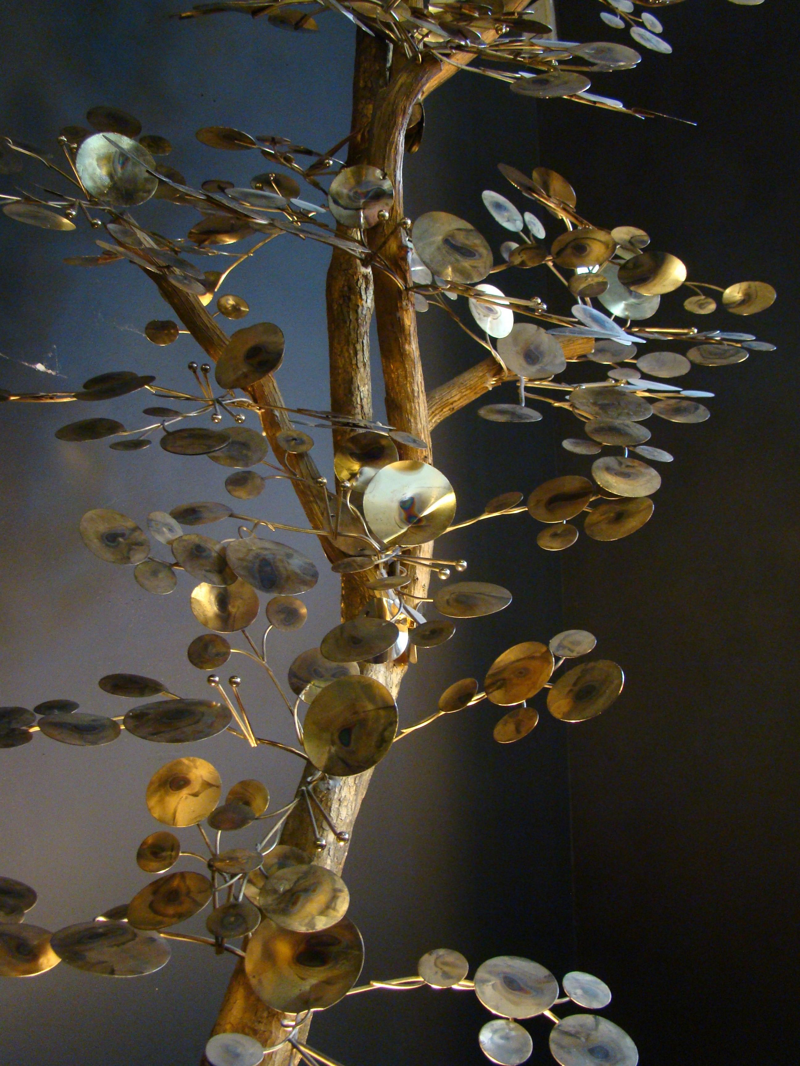 Mid-Century Modern 1960s Curtis Jere Gold 'Raindrop Style' Tree Sculpture Made by Artisan House