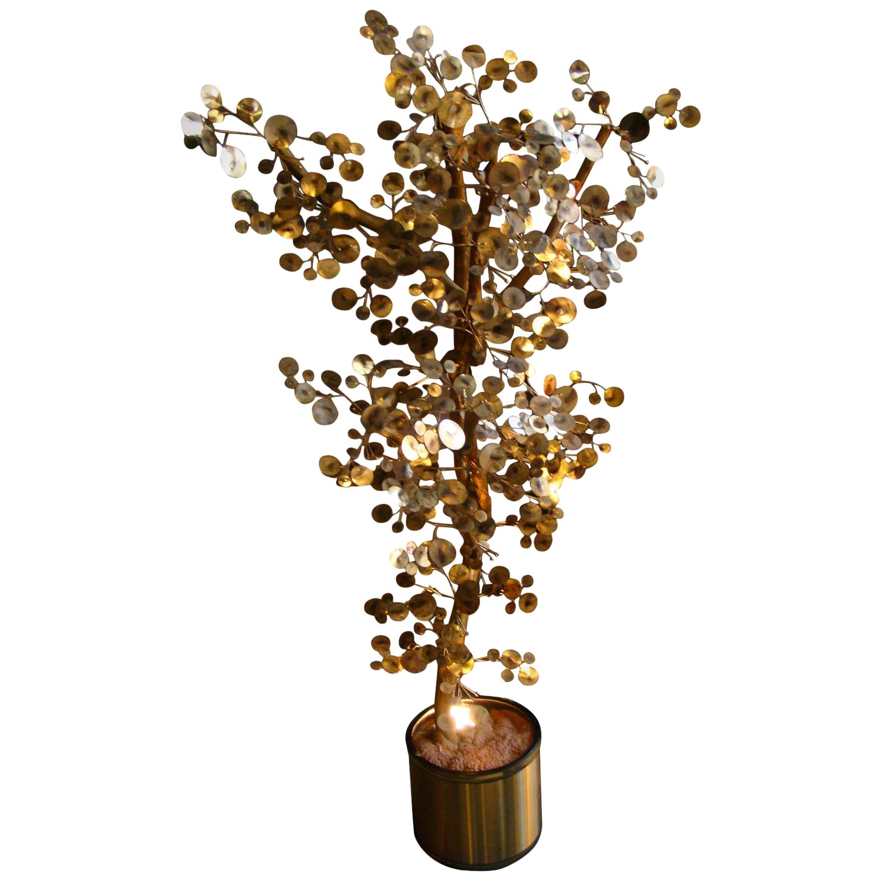 1960s Curtis Jere Gold 'Raindrop Style' Tree Sculpture Made by Artisan House