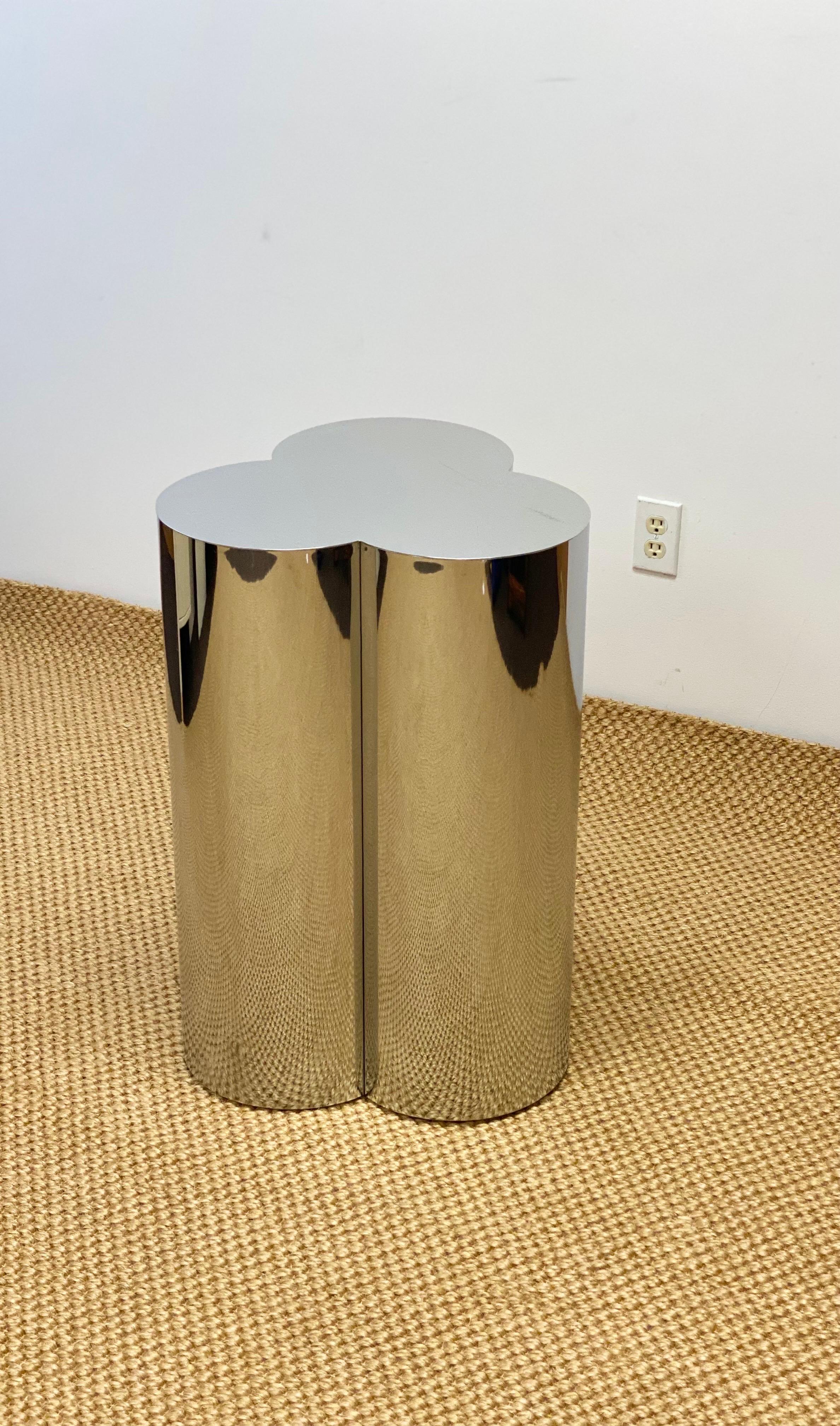 Mid-Century Modern Curtis Jere Sculptural Chrome Trefoil Pedestal Table, 1960s