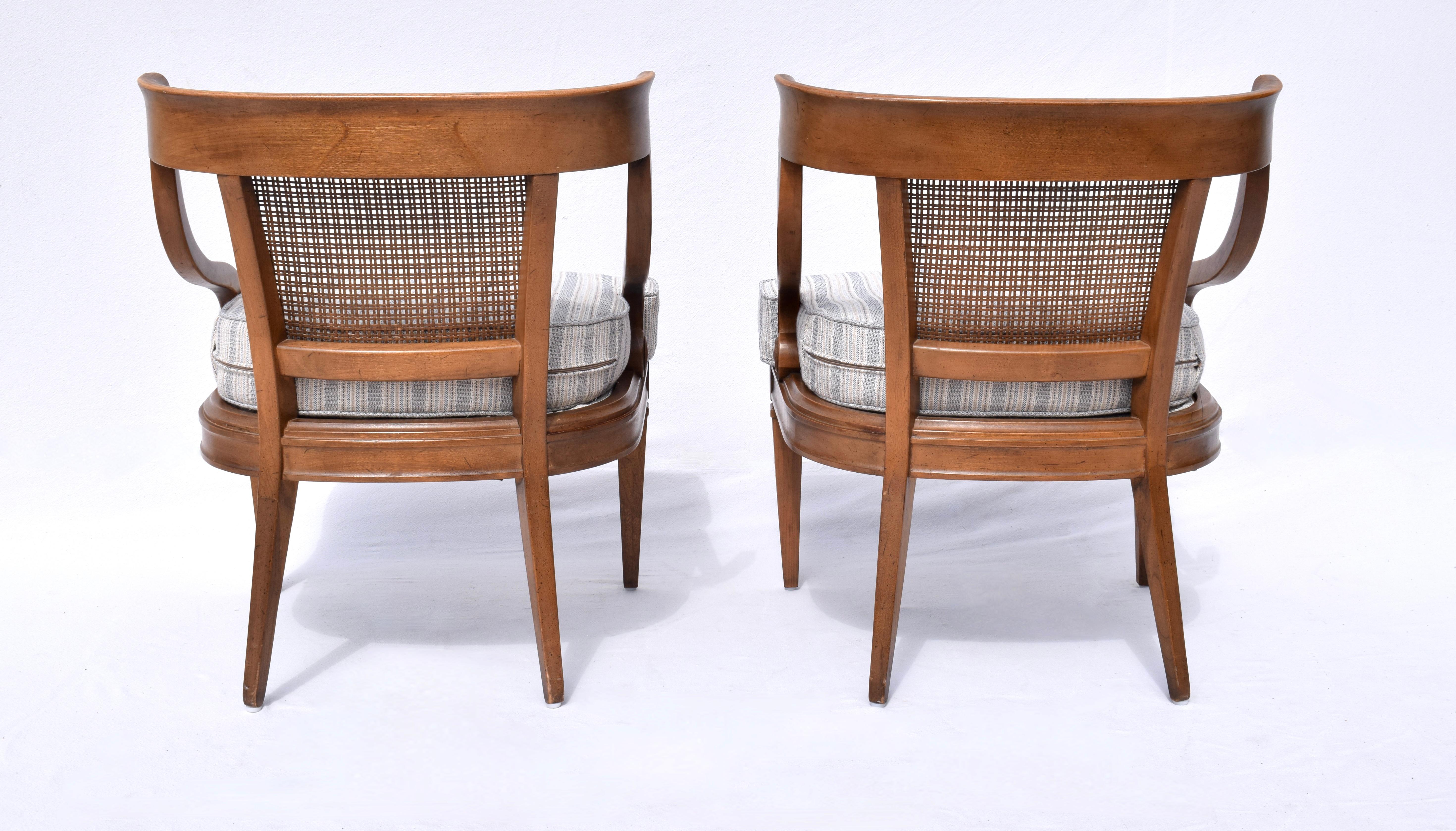 1960's Curved Cane Back Occasional Accent  Chairs, Pair 2