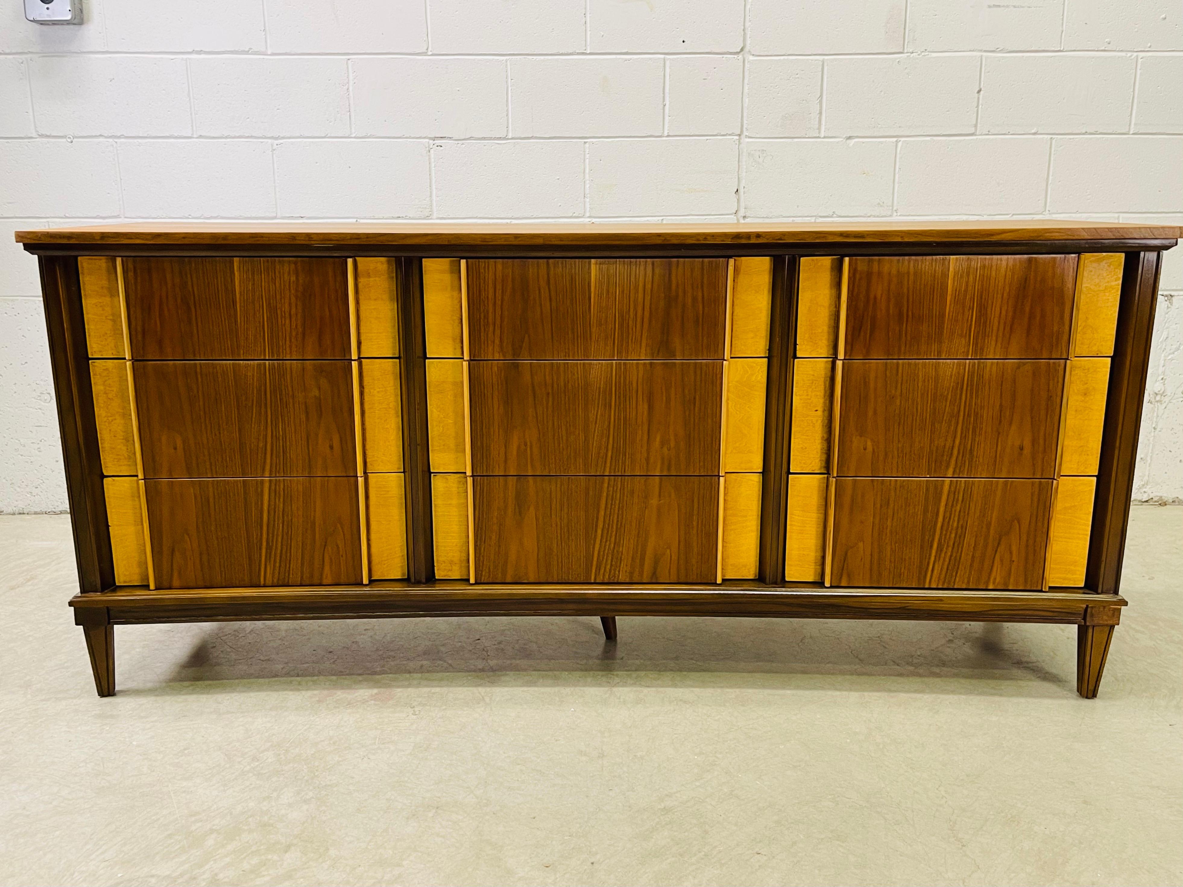 Mid-Century Modern 1960s Curved Front Two Tone Low Dresser For Sale