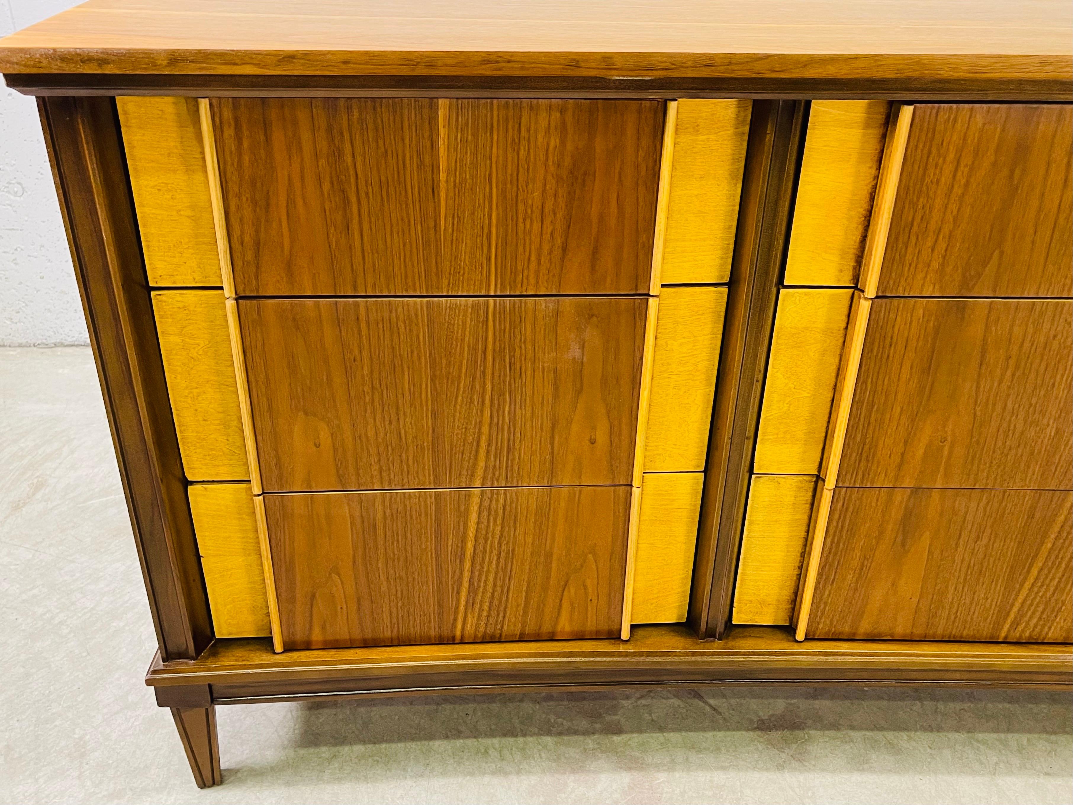 Maple 1960s Curved Front Two Tone Low Dresser For Sale