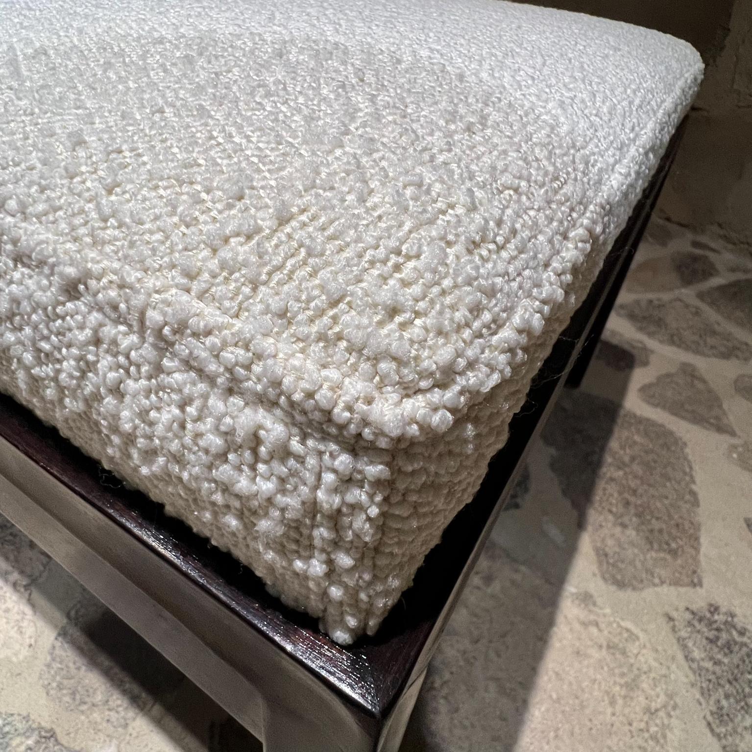 Mid-Century Modern 1960s Three-Seater Bench Bouclé Marble & Mahogany Crown City Table Co Buccola LA
