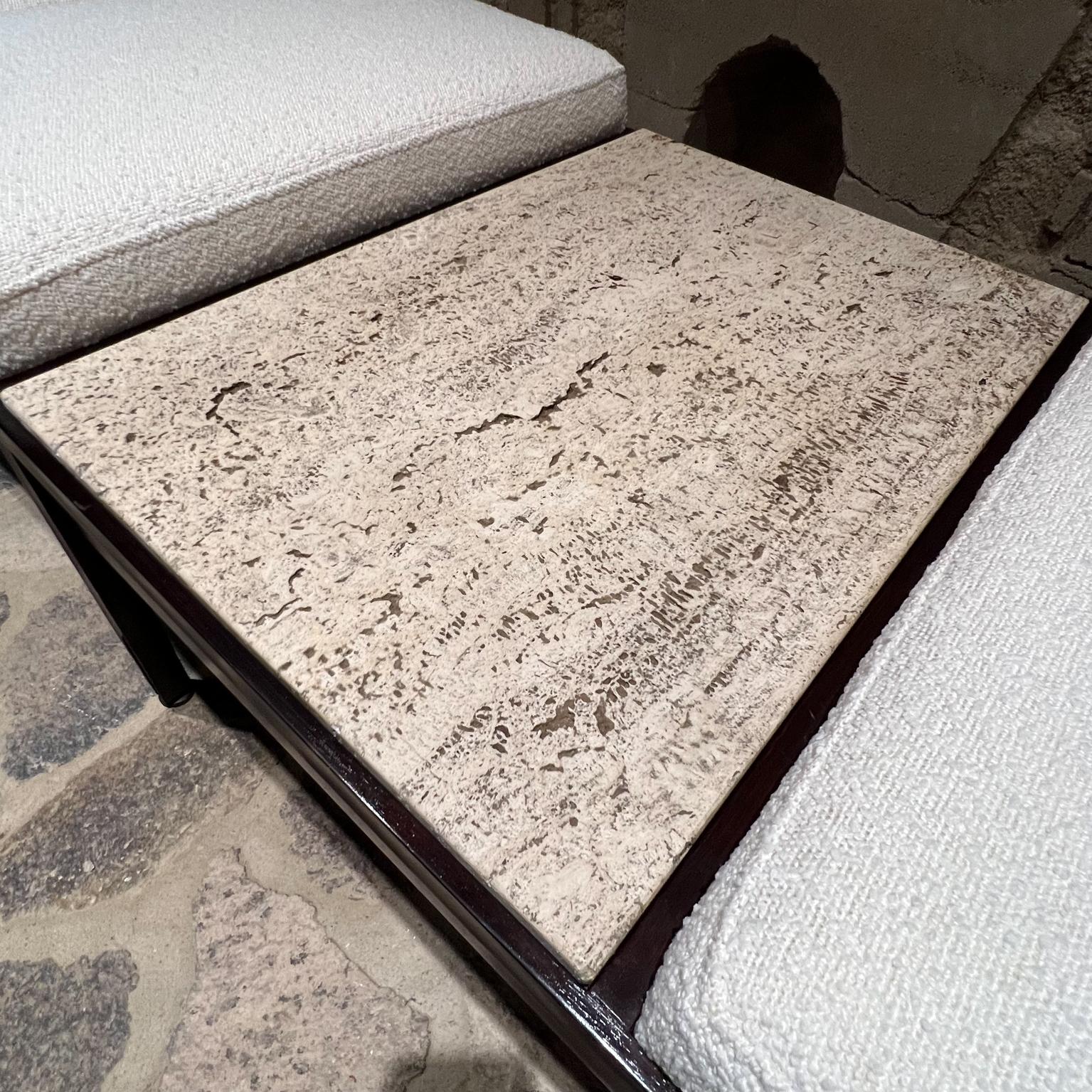 1960s Three-Seater Bench Bouclé Marble & Mahogany Crown City Table Co Buccola LA In Good Condition In Chula Vista, CA